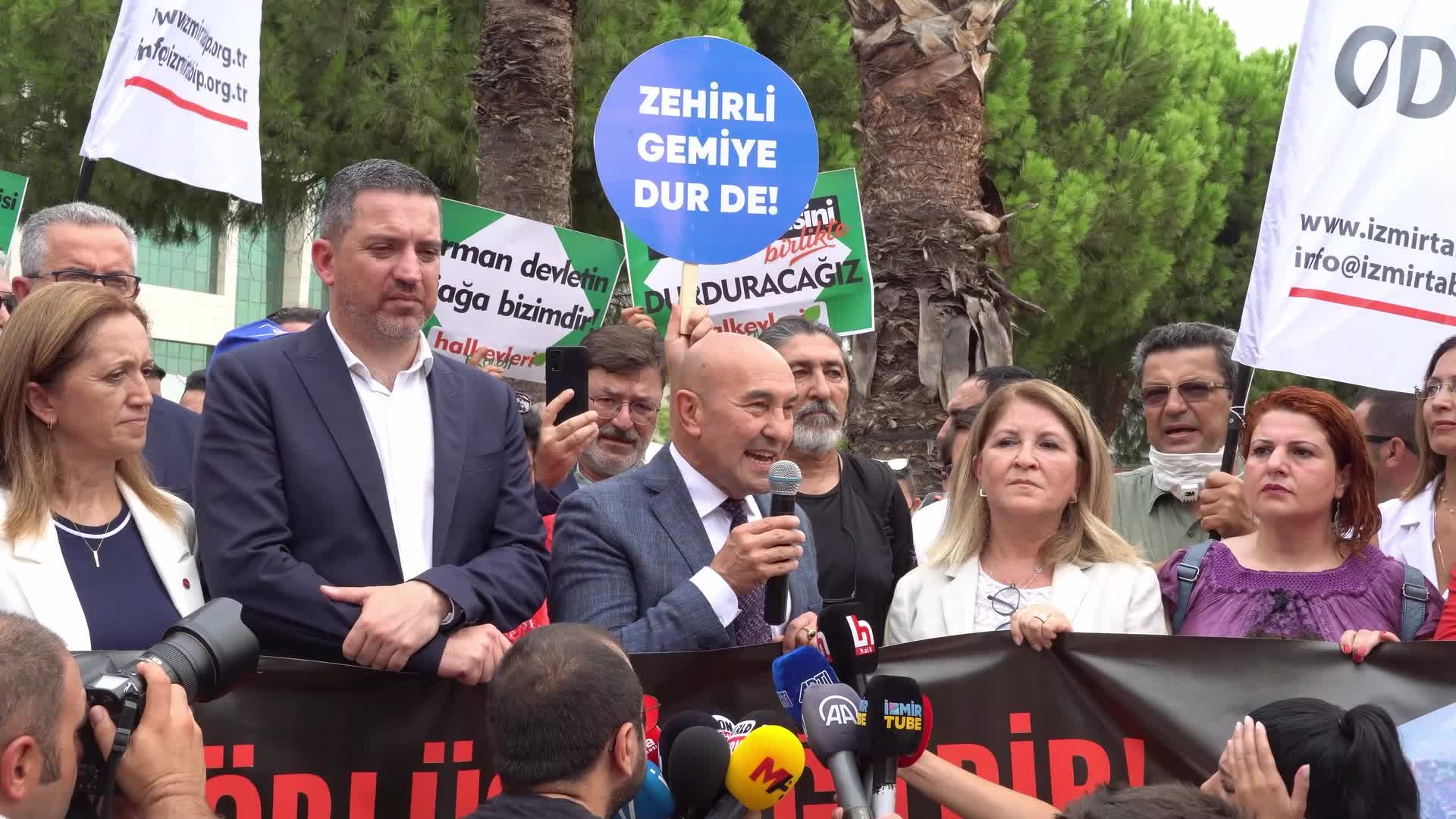Protest against the dismantling of Brazilian Nae Sao Paulo aircraft carrier, Izmir, Turkey