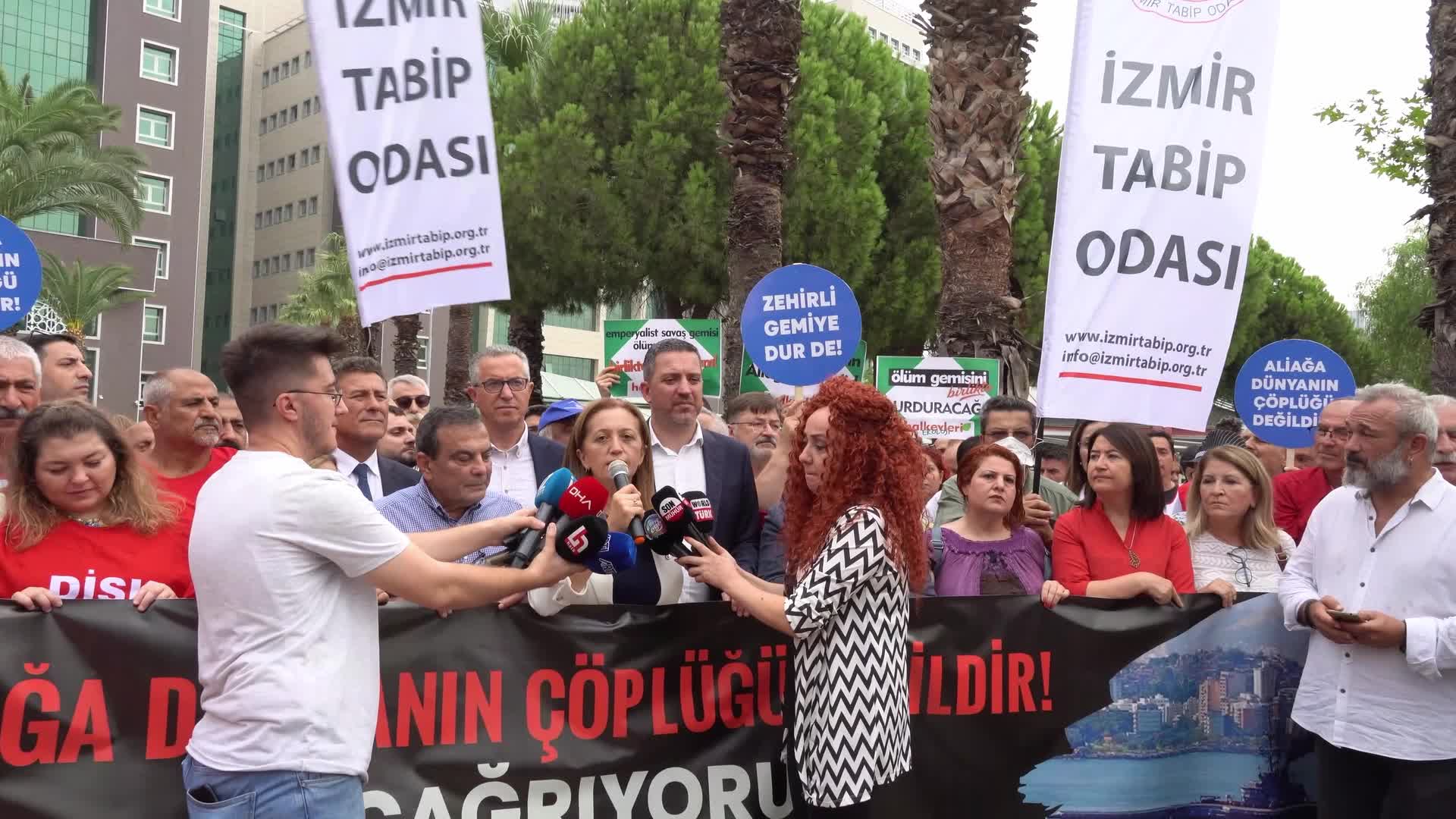 Protest against the dismantling of Brazilian Nae Sao Paulo aircraft carrier, Izmir, Turkey