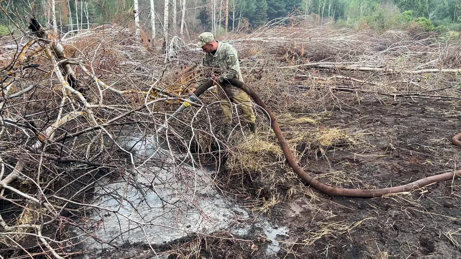 Peat Soil Fire Continues To Burn In The Kyiv Region 