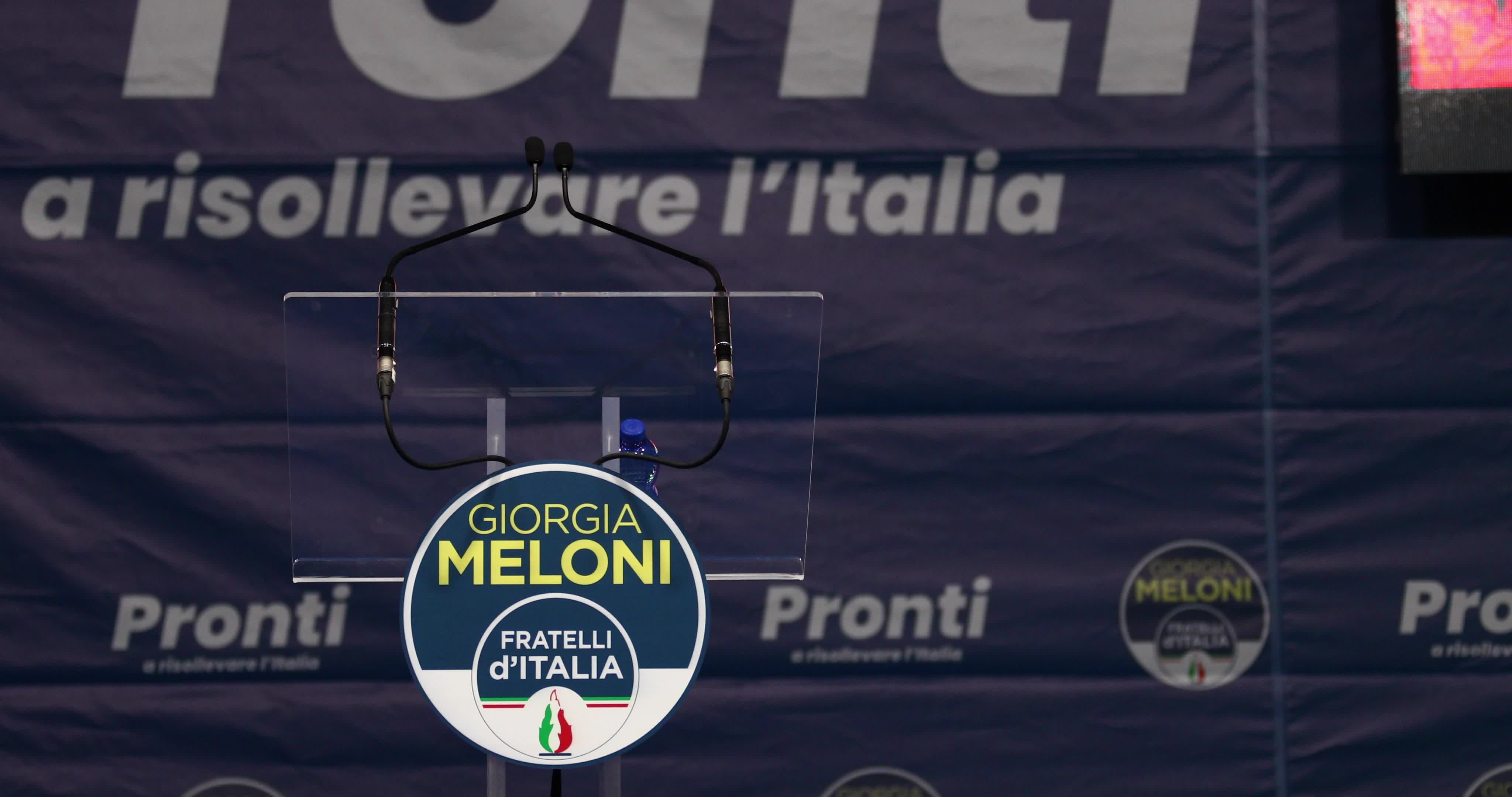 Giorgia Meloni Holds Campaign Event In L'Aquila