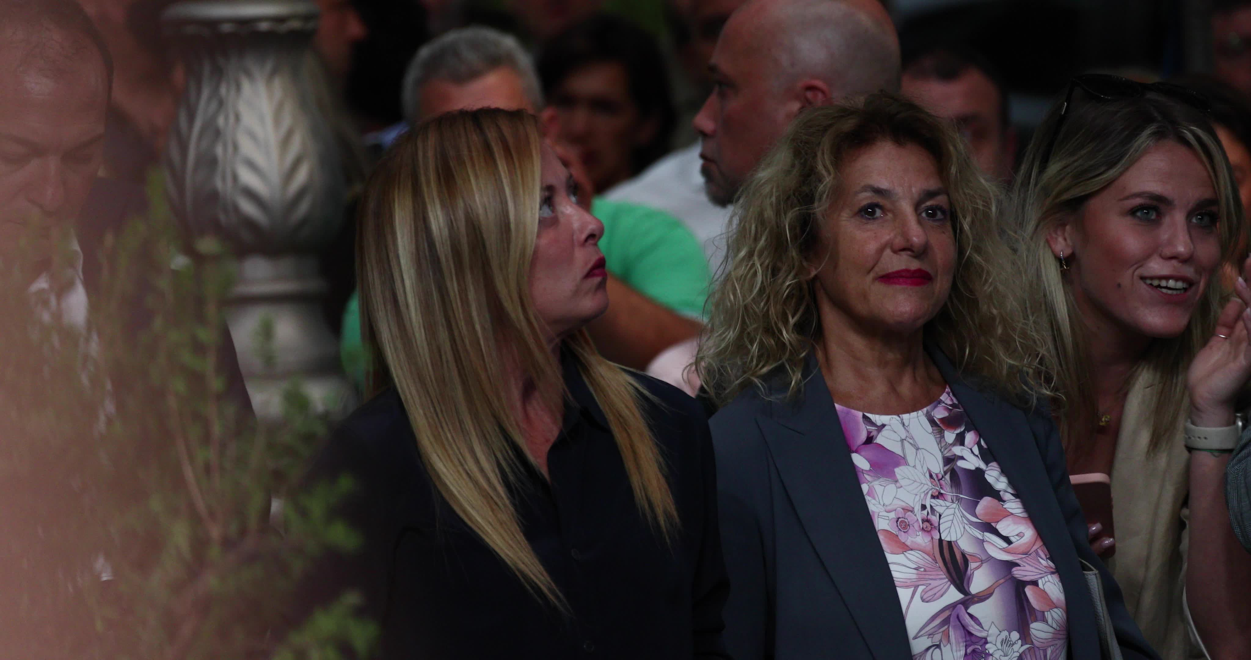 Giorgia Meloni Holds Campaign Event In L'Aquila