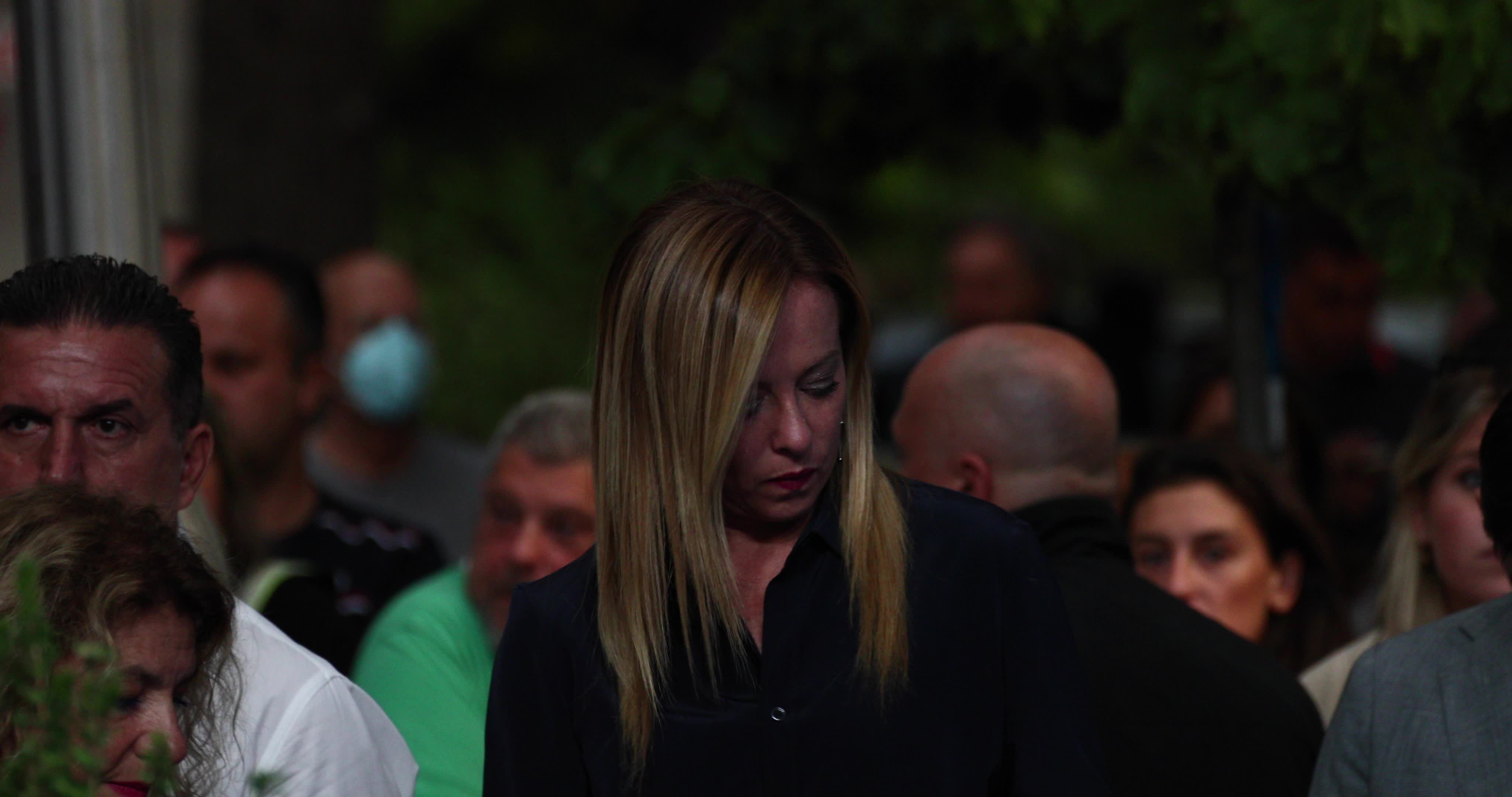 Giorgia Meloni Holds Campaign Event In L'Aquila