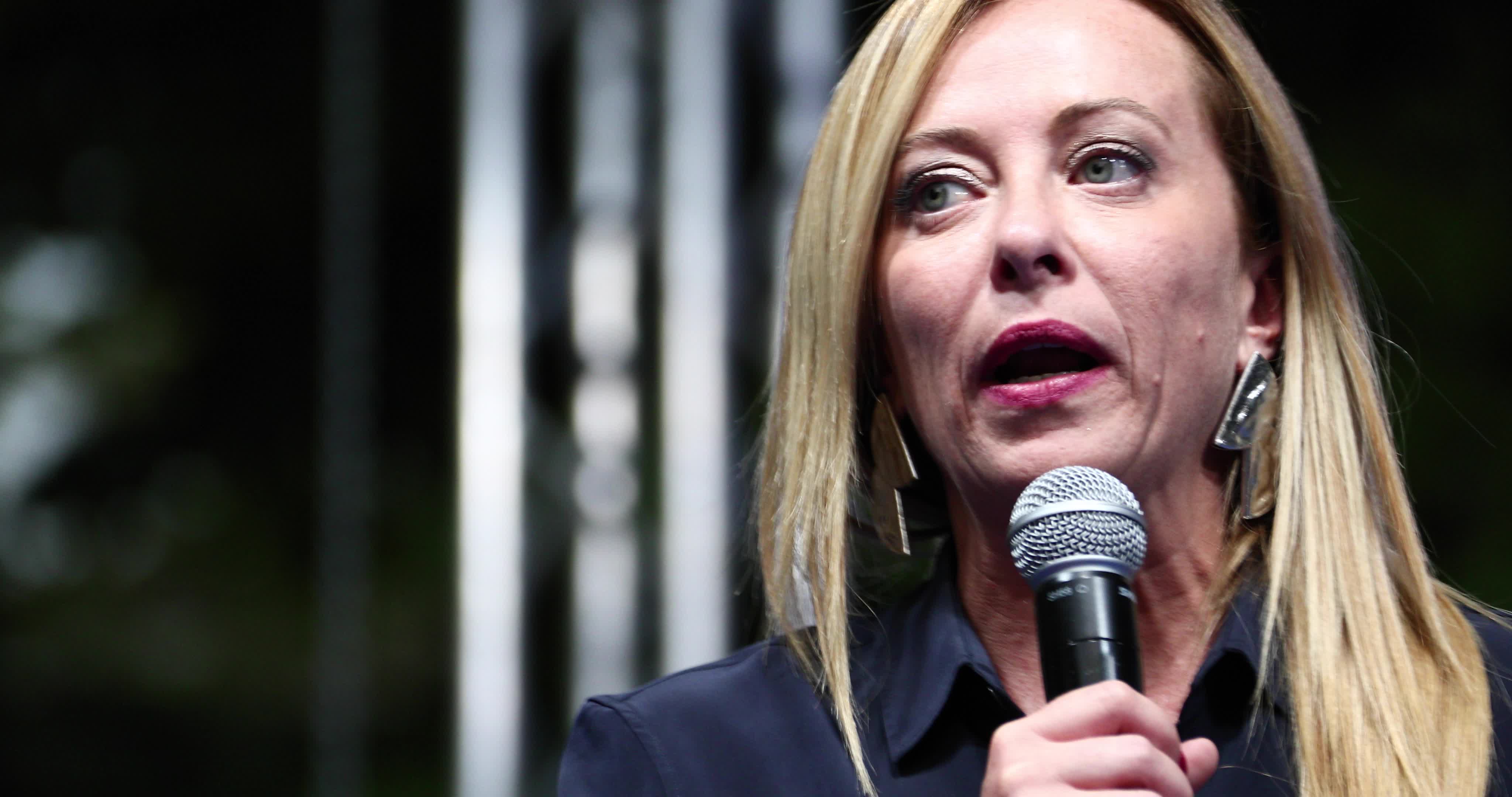 Giorgia Meloni Holds Campaign Event In L'Aquila