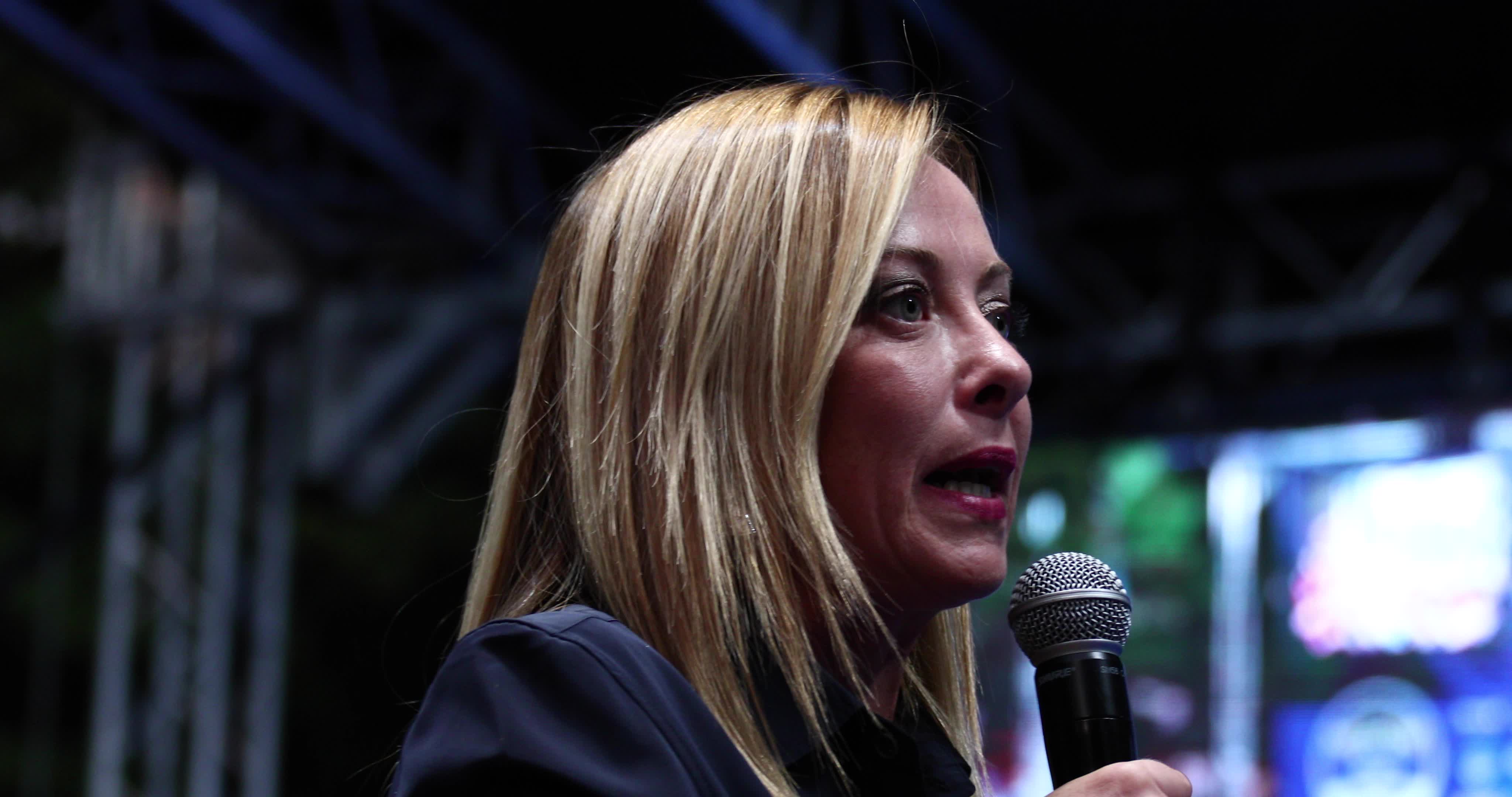 Giorgia Meloni Holds Campaign Event In L'Aquila