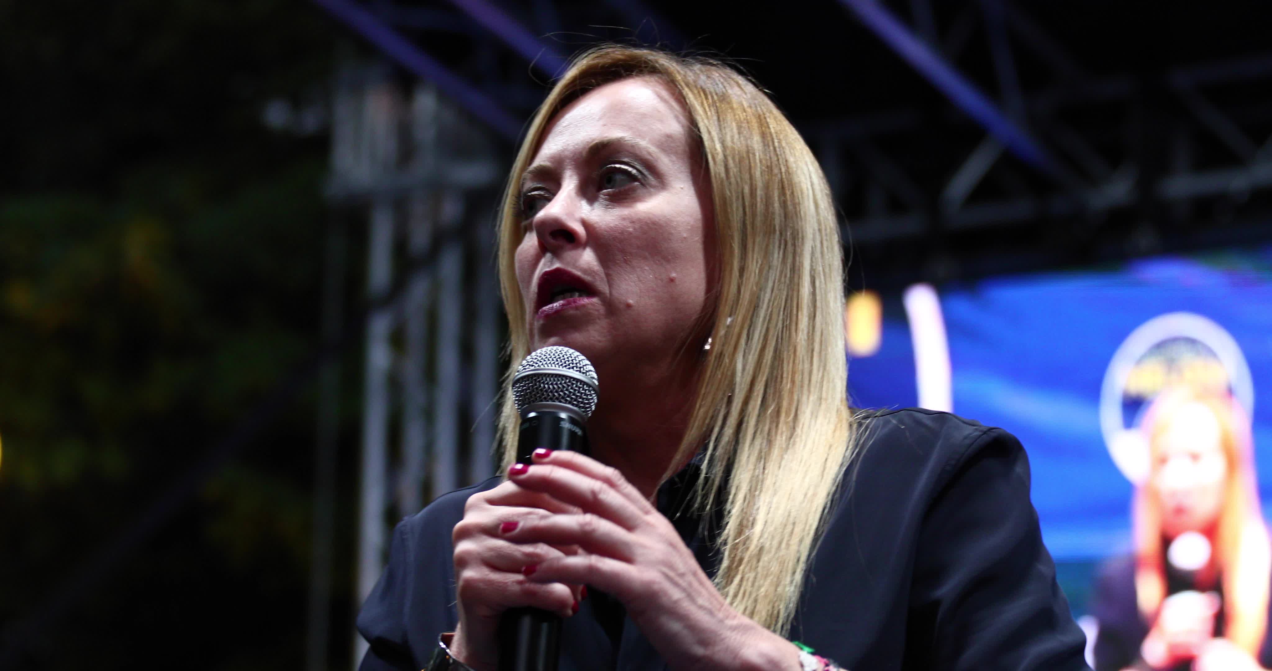 Giorgia Meloni Holds Campaign Event In L'Aquila
