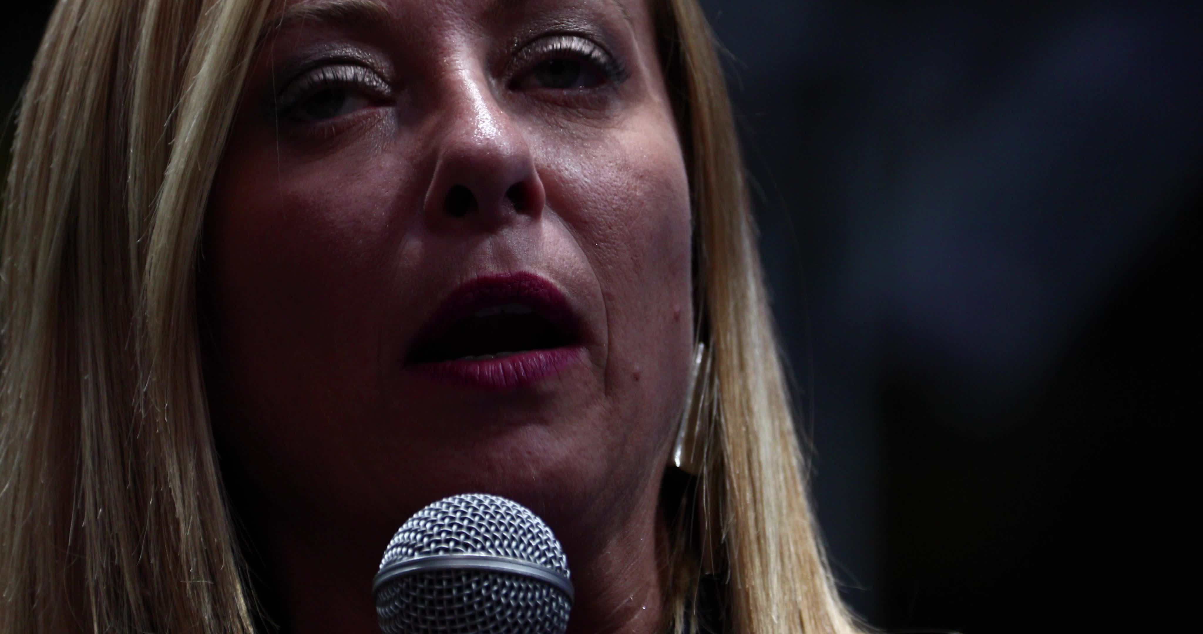 Giorgia Meloni Holds Campaign Event In L'Aquila