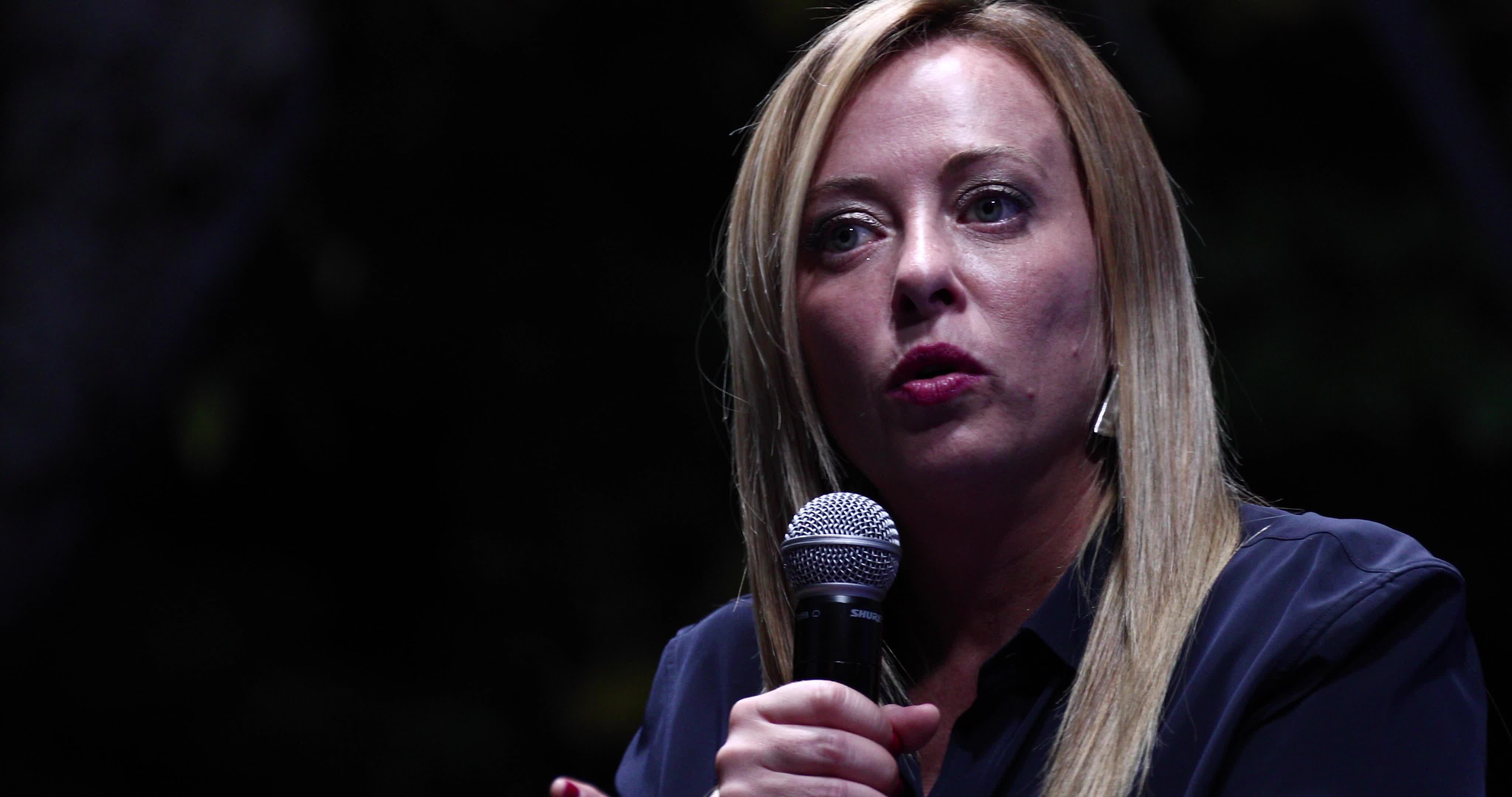 Giorgia Meloni Holds Campaign Event In L'Aquila