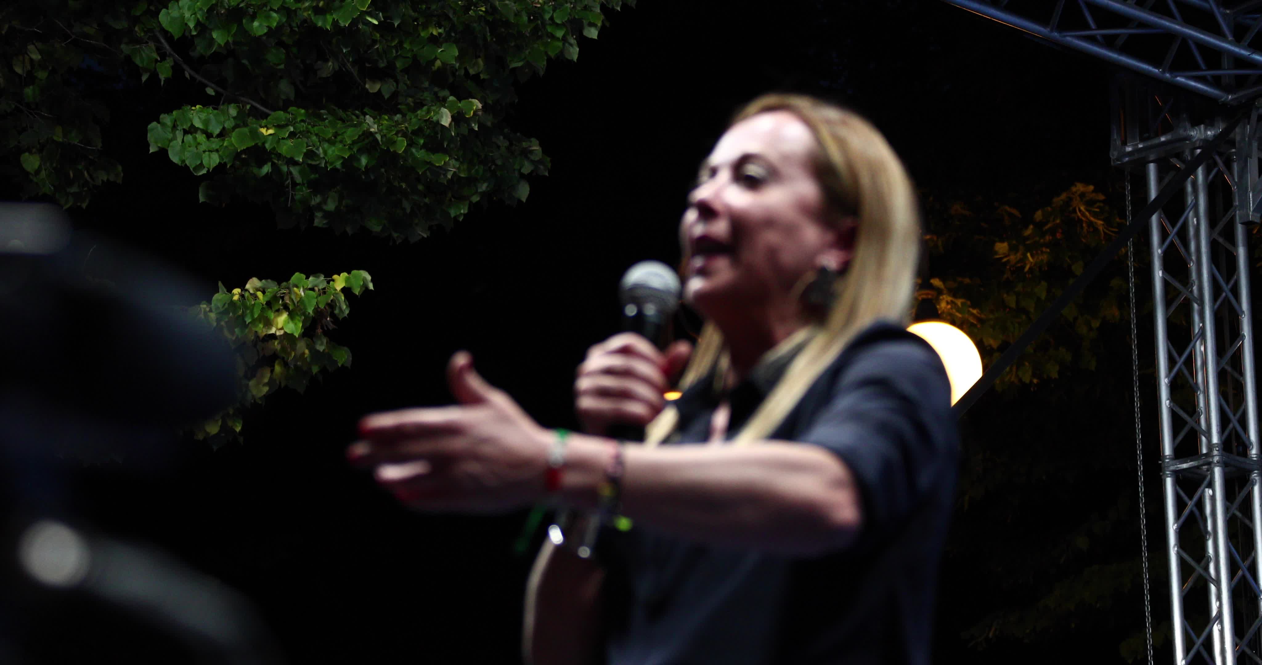 Giorgia Meloni Holds Campaign Event In L'Aquila