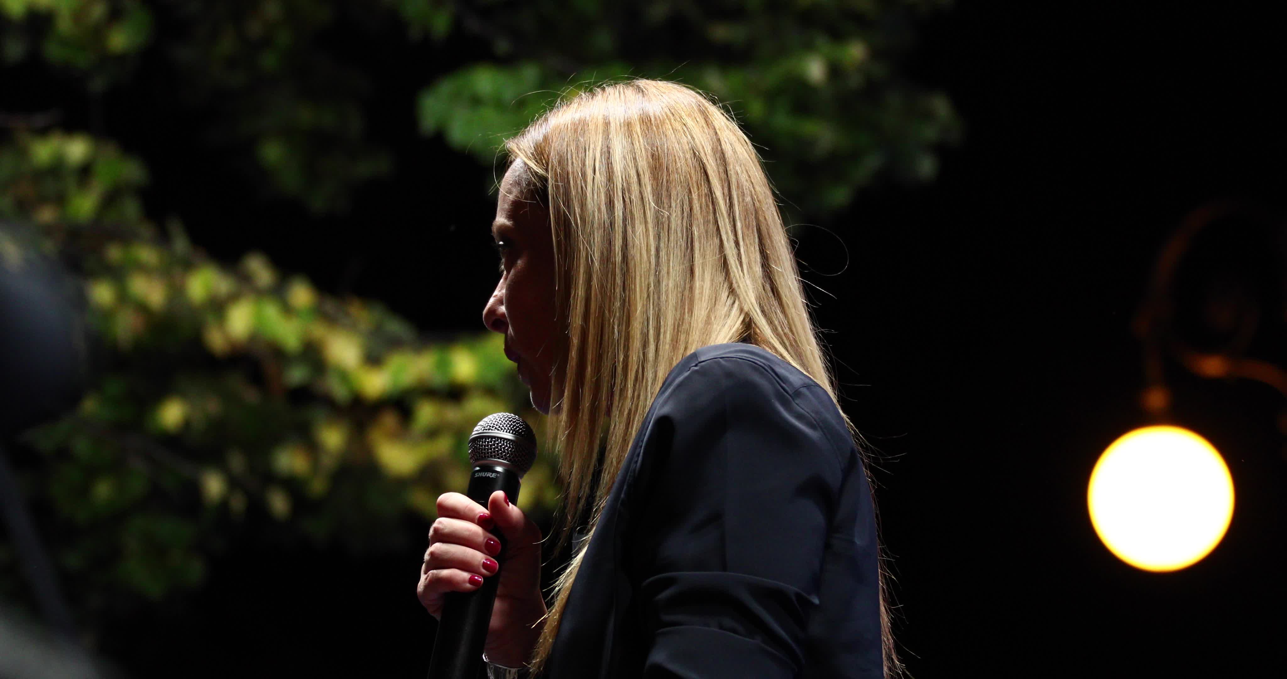 Giorgia Meloni Holds Campaign Event In L'Aquila