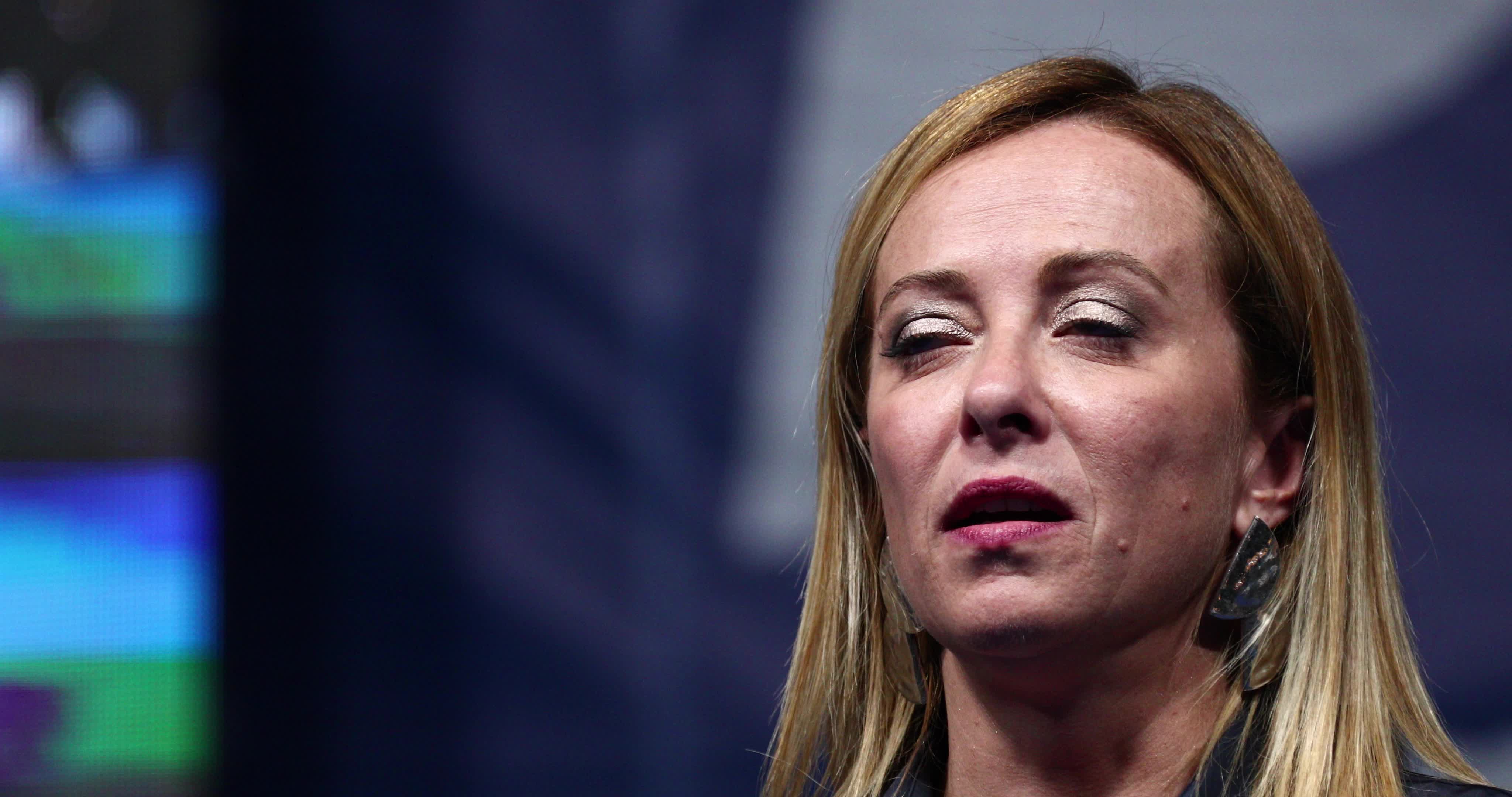 Giorgia Meloni Holds Campaign Event In L'Aquila