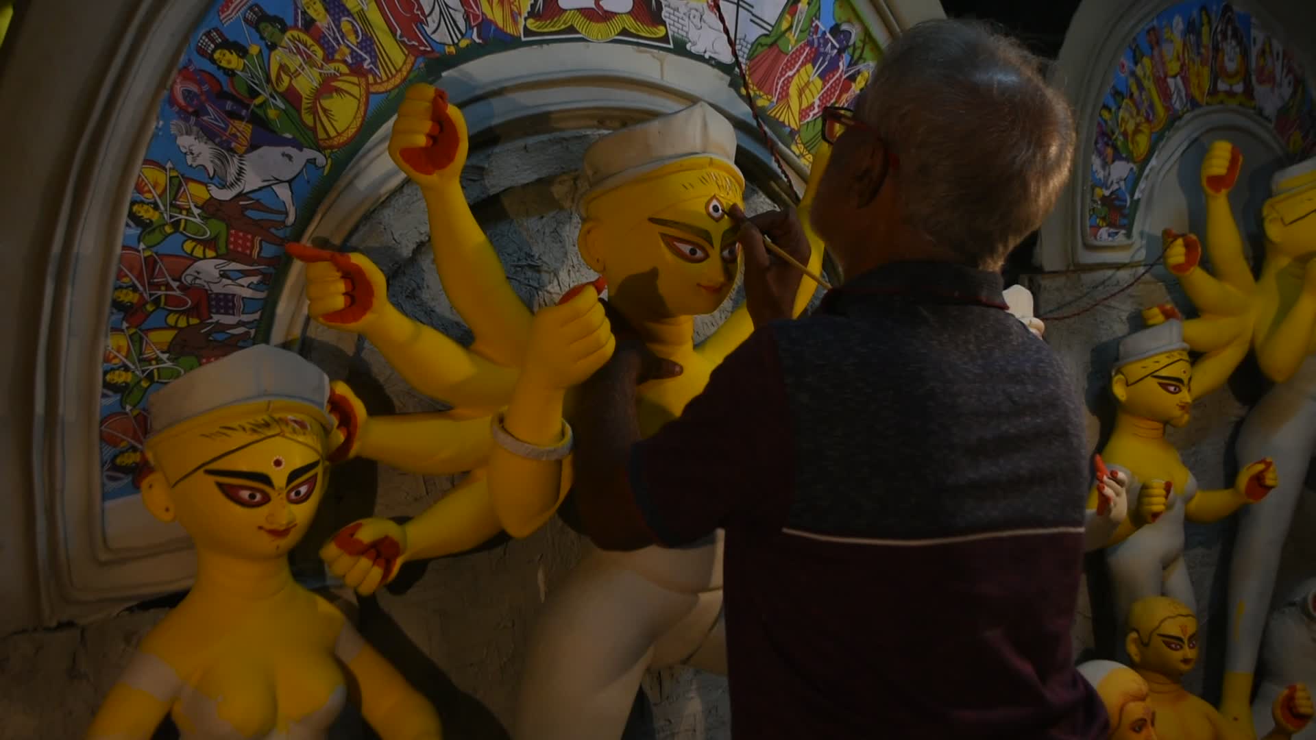 Durga puja preparation in Kolkata.