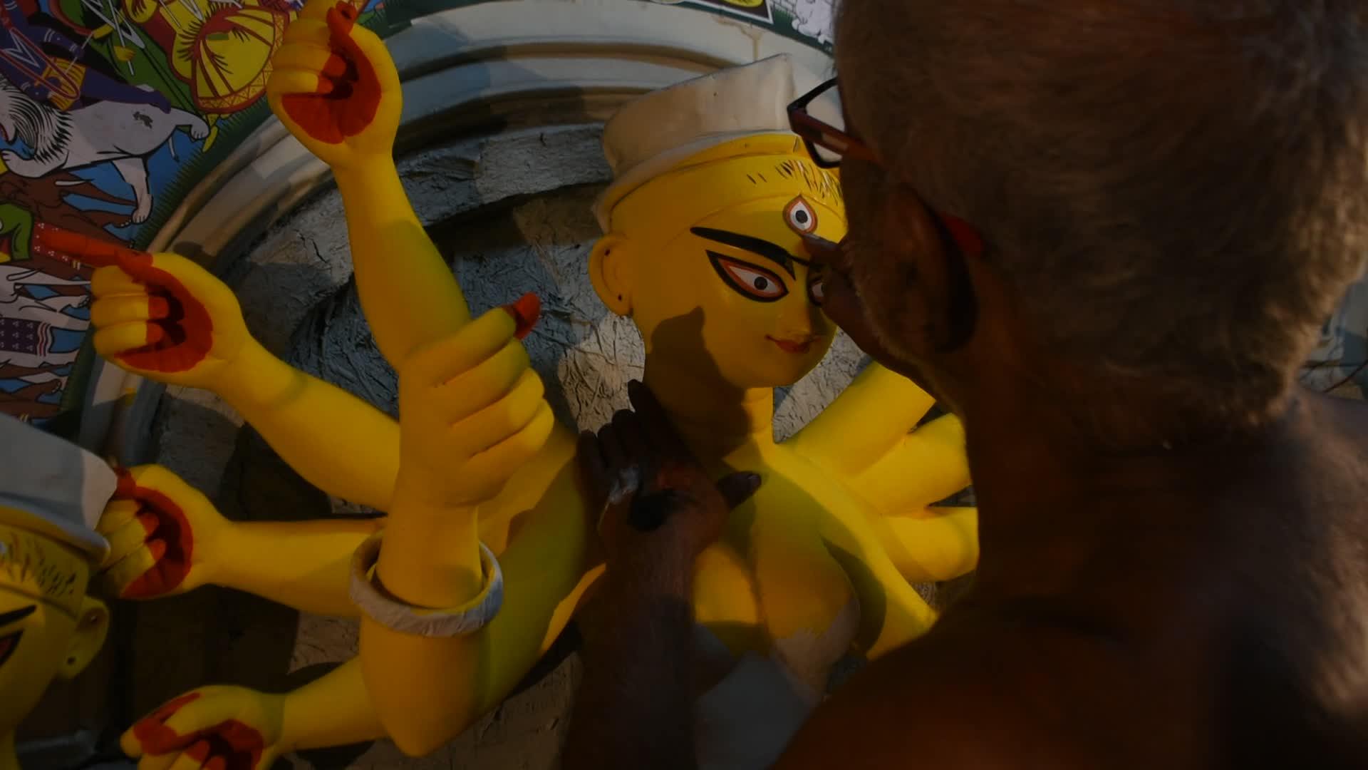 Durga puja preparation in Kolkata.