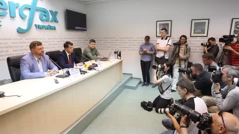 Press conference of leaders of the 'Servant of the People' of Ukrainian President Volodymyr Zelensky's political party in Kiev