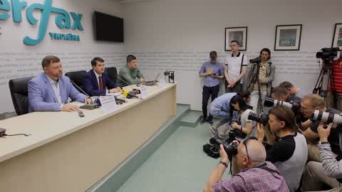 Press conference of leaders of the 'Servant of the People' of Ukrainian President Volodymyr Zelensky's political party in Kiev
