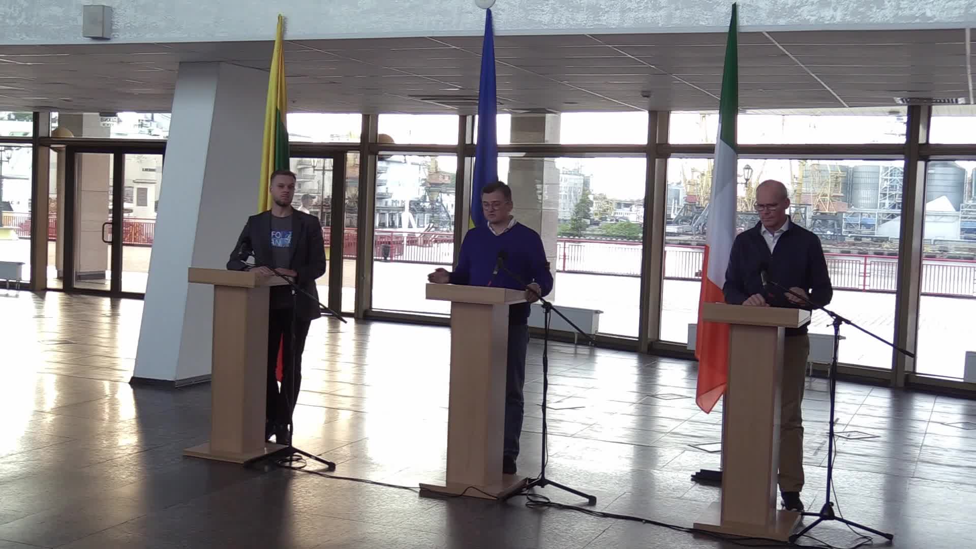 Ministers of Foreign Affairs of Ukraine, Ireland and Lithuania visit Odesa, amid Russia's invasion of Ukraine