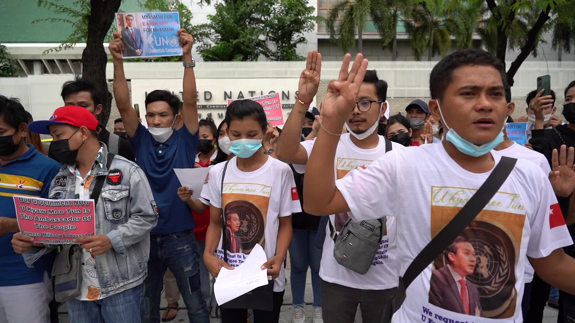 Protest Against Myanmar's Military Coup in Bangkok.