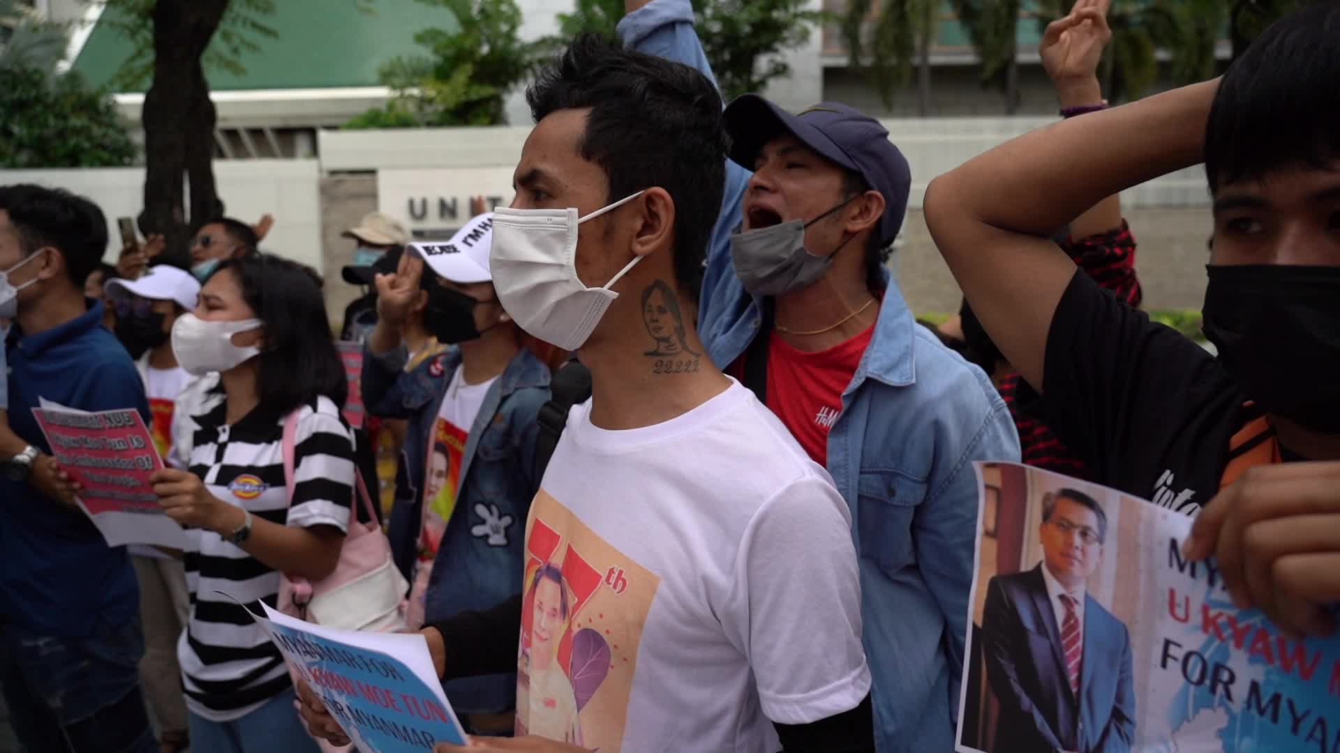 Protest Against Myanmar's Military Coup in Bangkok.