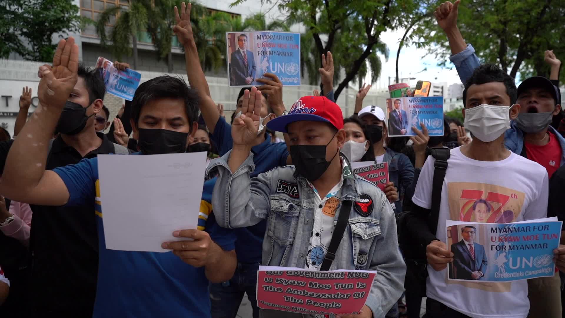 Protest Against Myanmar's Military Coup in Bangkok.