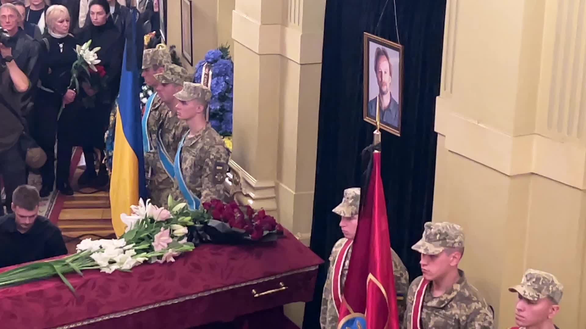 Funeral ceremony for volunteer soldier Oleksandr Shapoval, a famous ballet dancer 