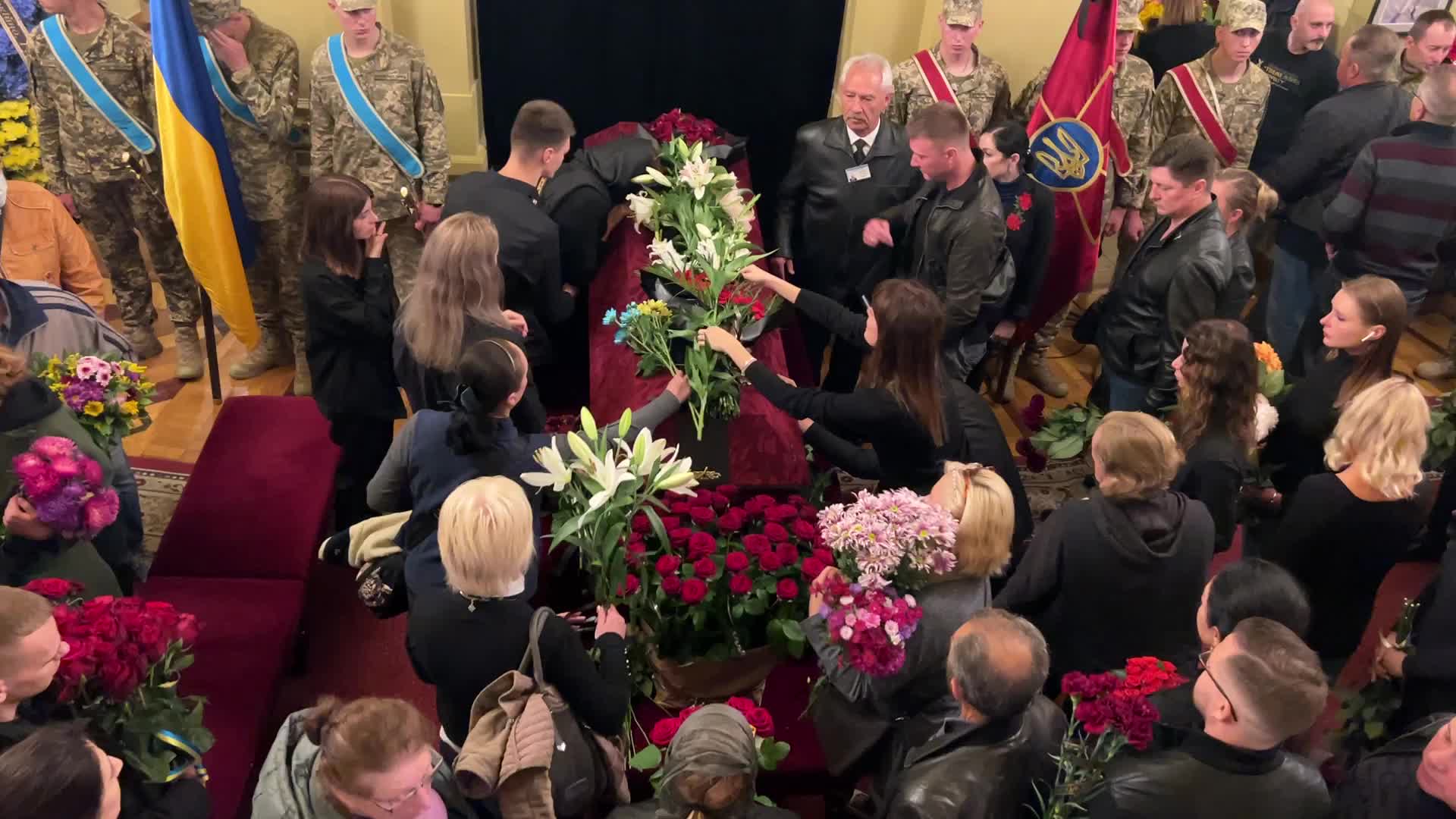 Funeral ceremony for volunteer soldier Oleksandr Shapoval, a famous ballet dancer 