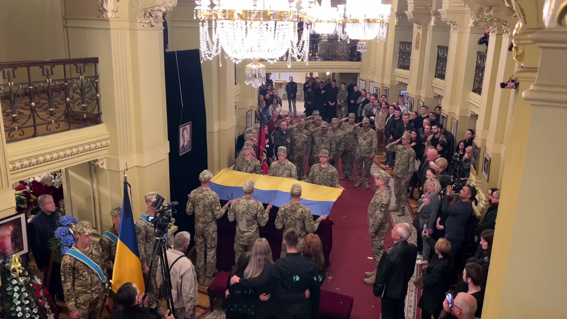 Funeral ceremony for volunteer soldier Oleksandr Shapoval, a famous ballet dancer 