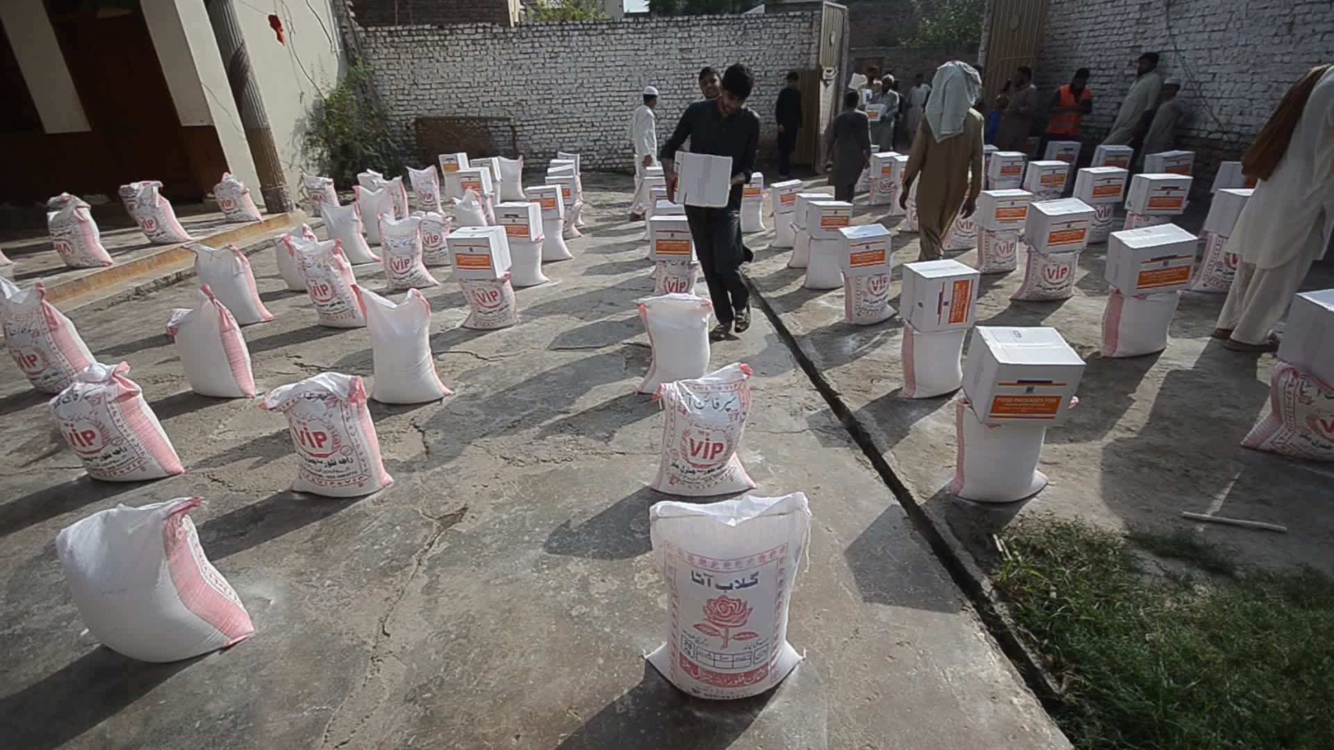 Relief goods for floods victims in Nowshera District, Pakistan

