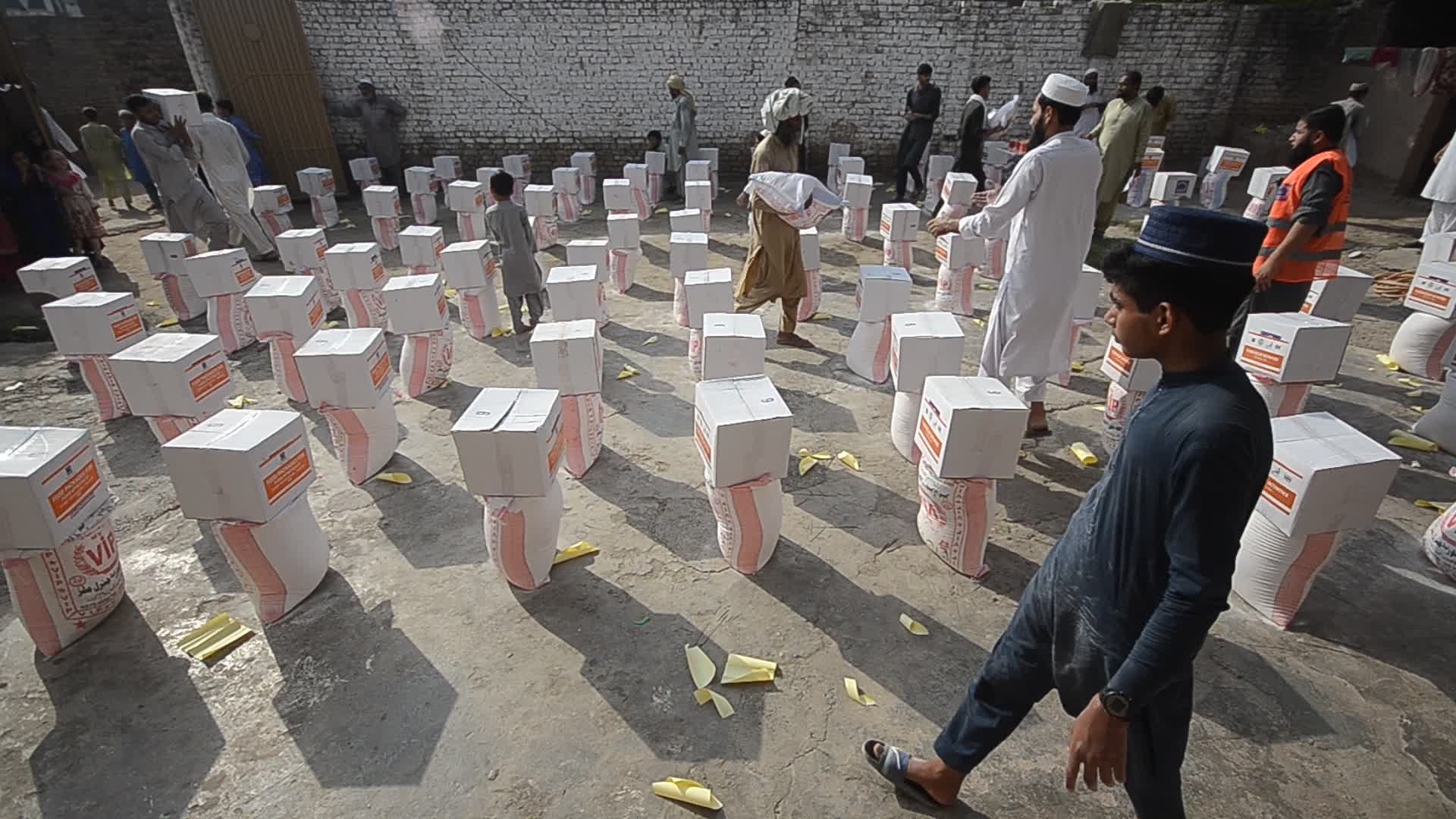 Relief goods for floods victims in Nowshera District, Pakistan

