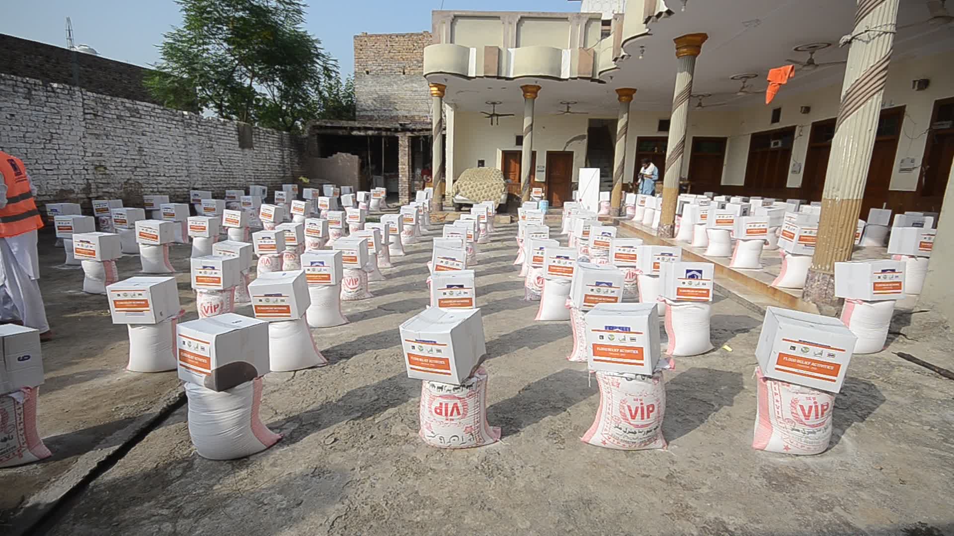 Relief goods for floods victims in Nowshera District, Pakistan
