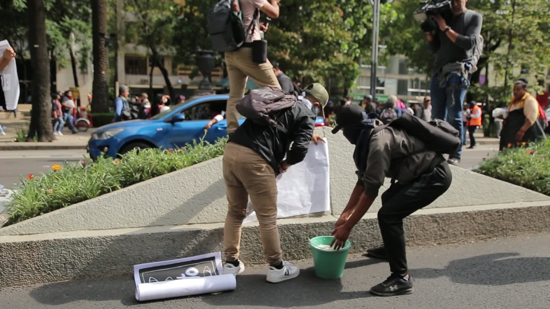 Protest to commemorate the 8th anniversary of the disappearance of the 43 Ayotzinapa students.