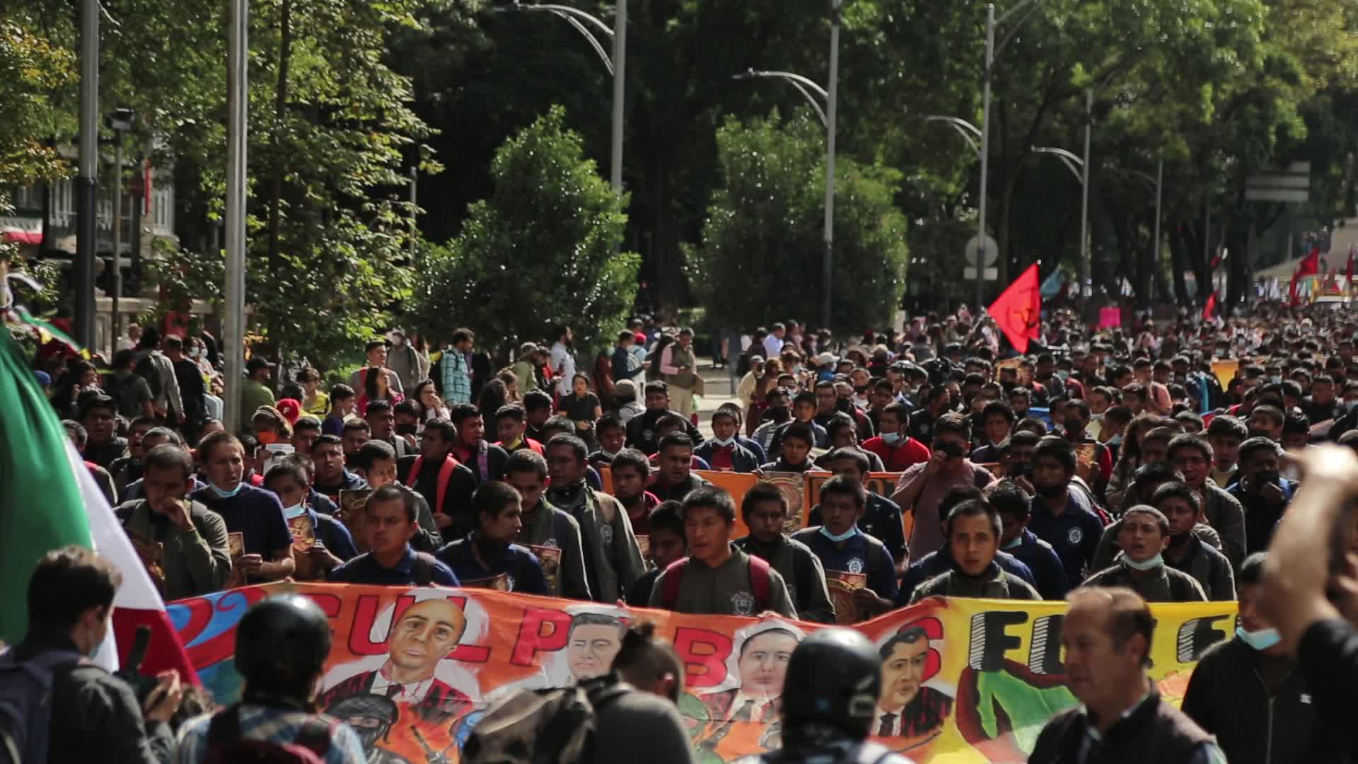 Protest to commemorate the 8th anniversary of the disappearance of the 43 Ayotzinapa students.