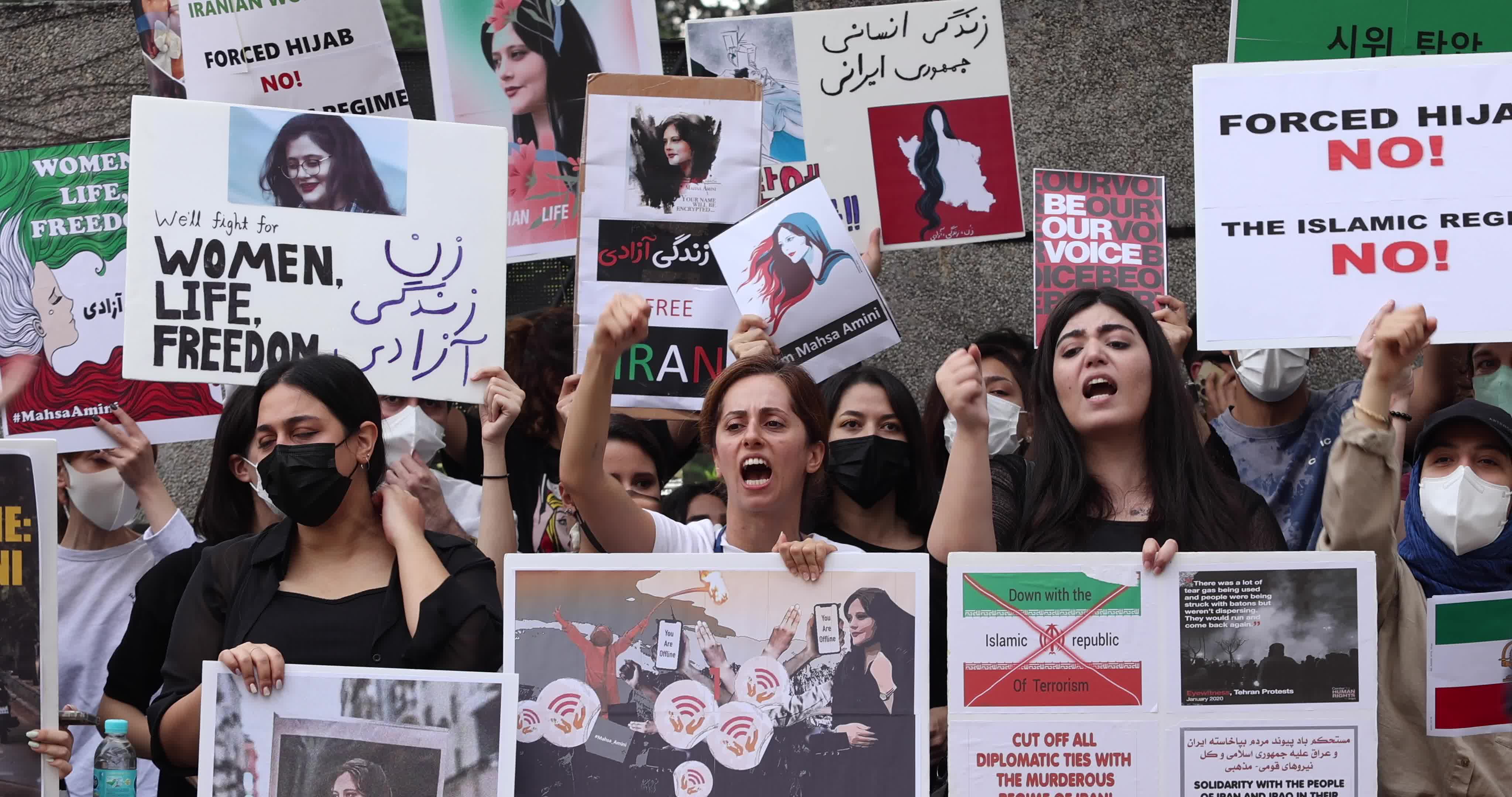 Demonstrators Protest Against Death Of Mahsa Amini In South Korea