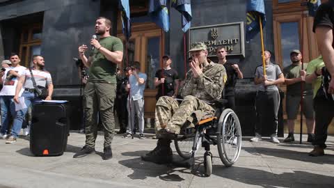Rally with demand obtaining Ukrainian citizenship for foreign volunteers in Kiev