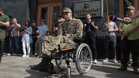 Rally with demand obtaining Ukrainian citizenship for foreign volunteers in Kiev