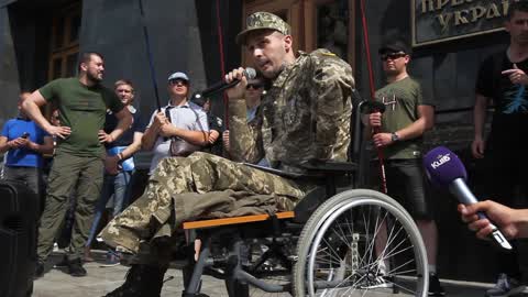 Rally with demand obtaining Ukrainian citizenship for foreign volunteers in Kiev