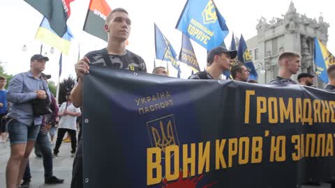 Rally with demand obtaining Ukrainian citizenship for foreign volunteers in Kiev