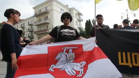 Rally with demand obtaining Ukrainian citizenship for foreign volunteers in Kiev