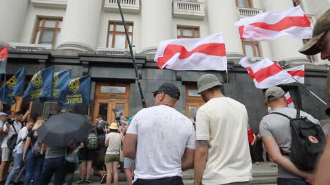Rally with demand obtaining Ukrainian citizenship for foreign volunteers in Kiev