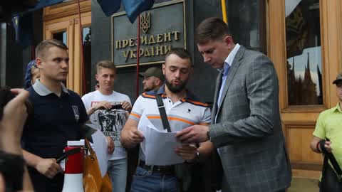 Rally with demand obtaining Ukrainian citizenship for foreign volunteers in Kiev