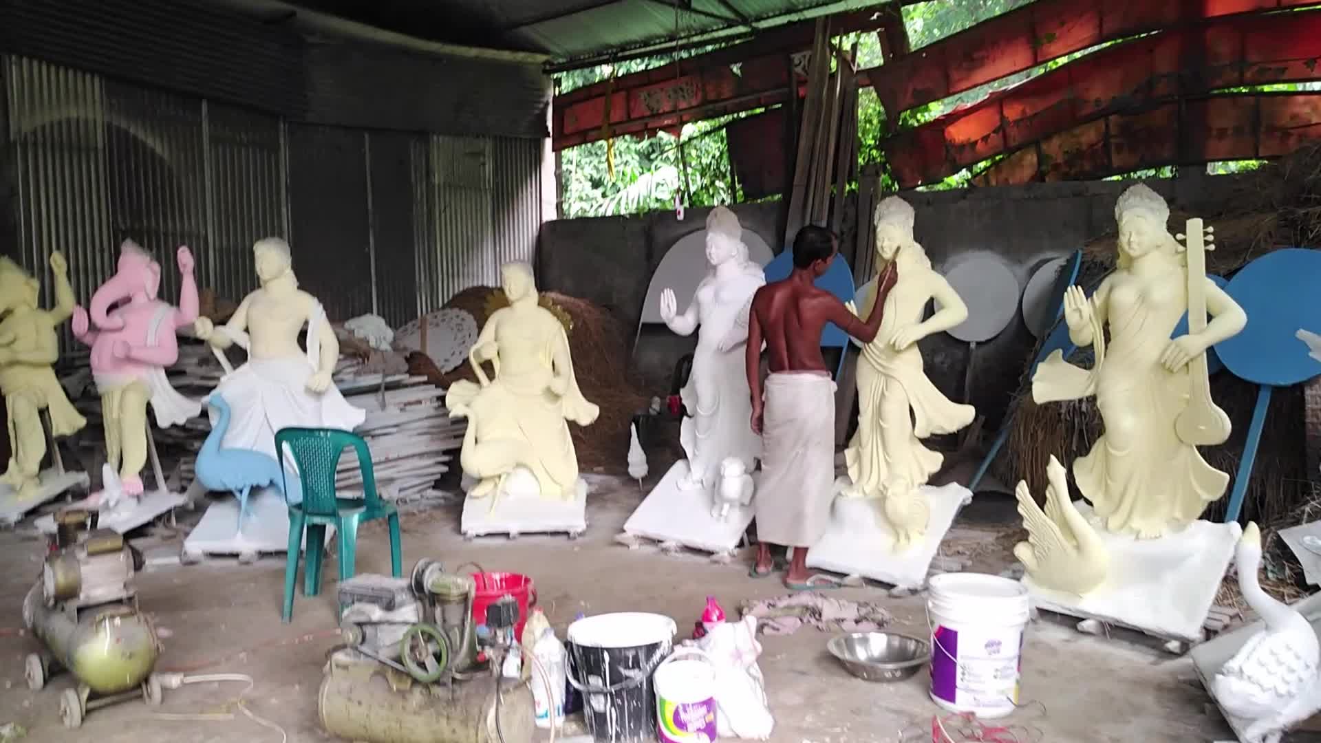 Durga puja preparation in Bangladesh