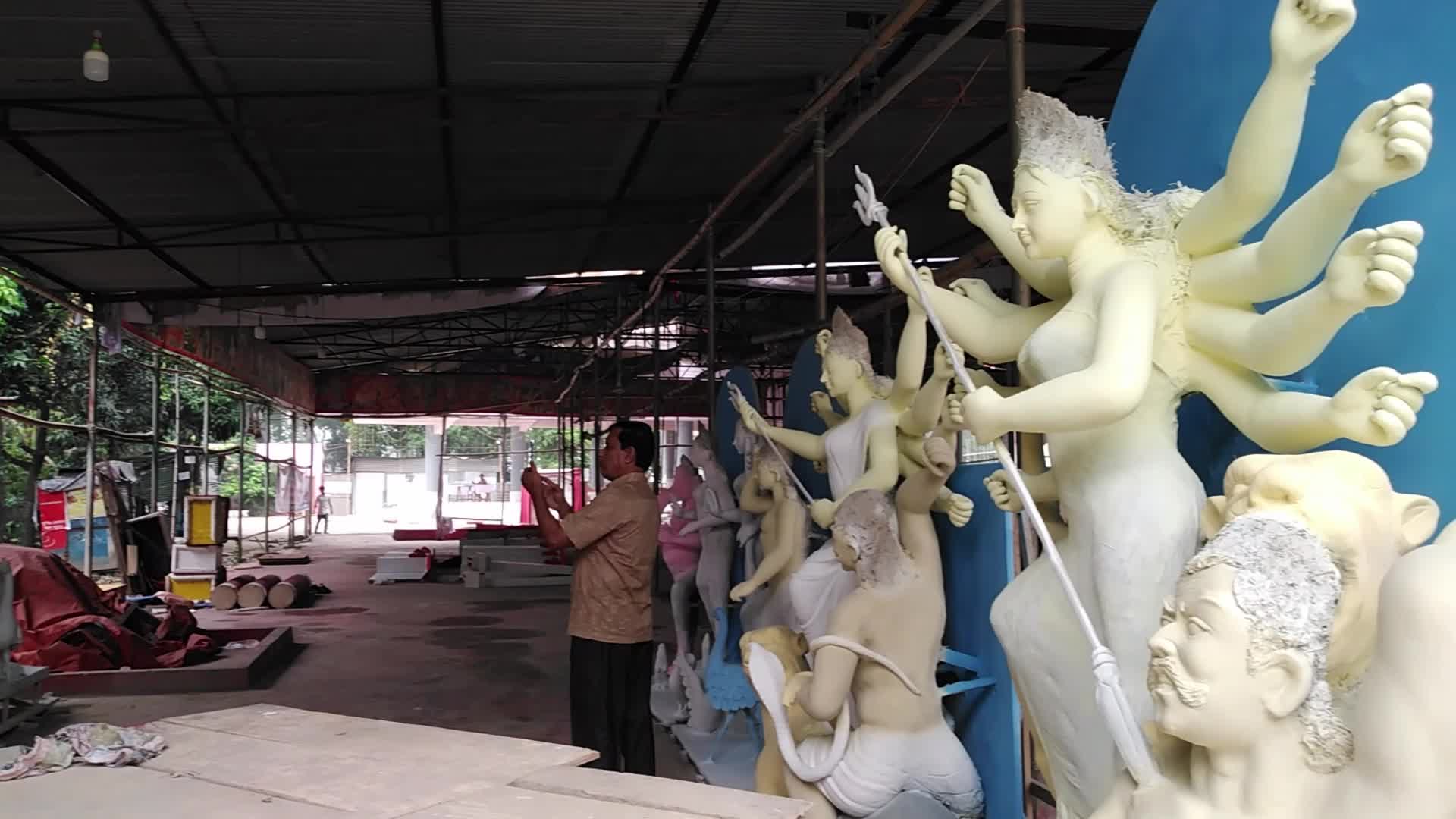 Durga puja preparation in Bangladesh