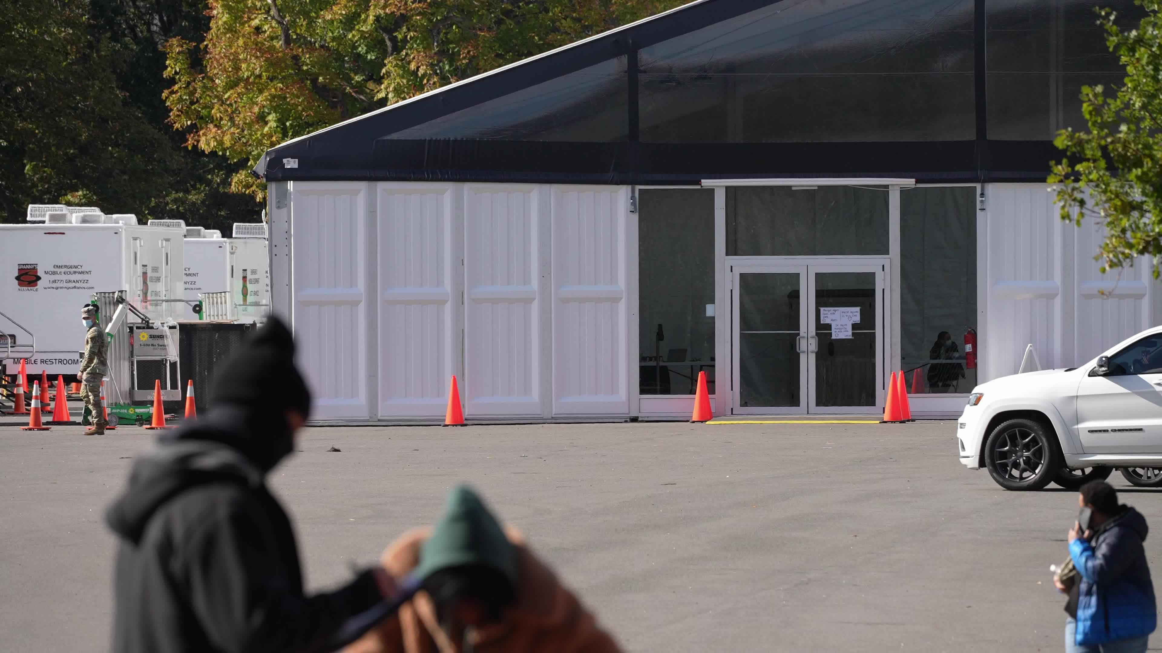 NYC Opens The Randall's Island Humanitarian Emergency Response And Relief Center To House Migrants