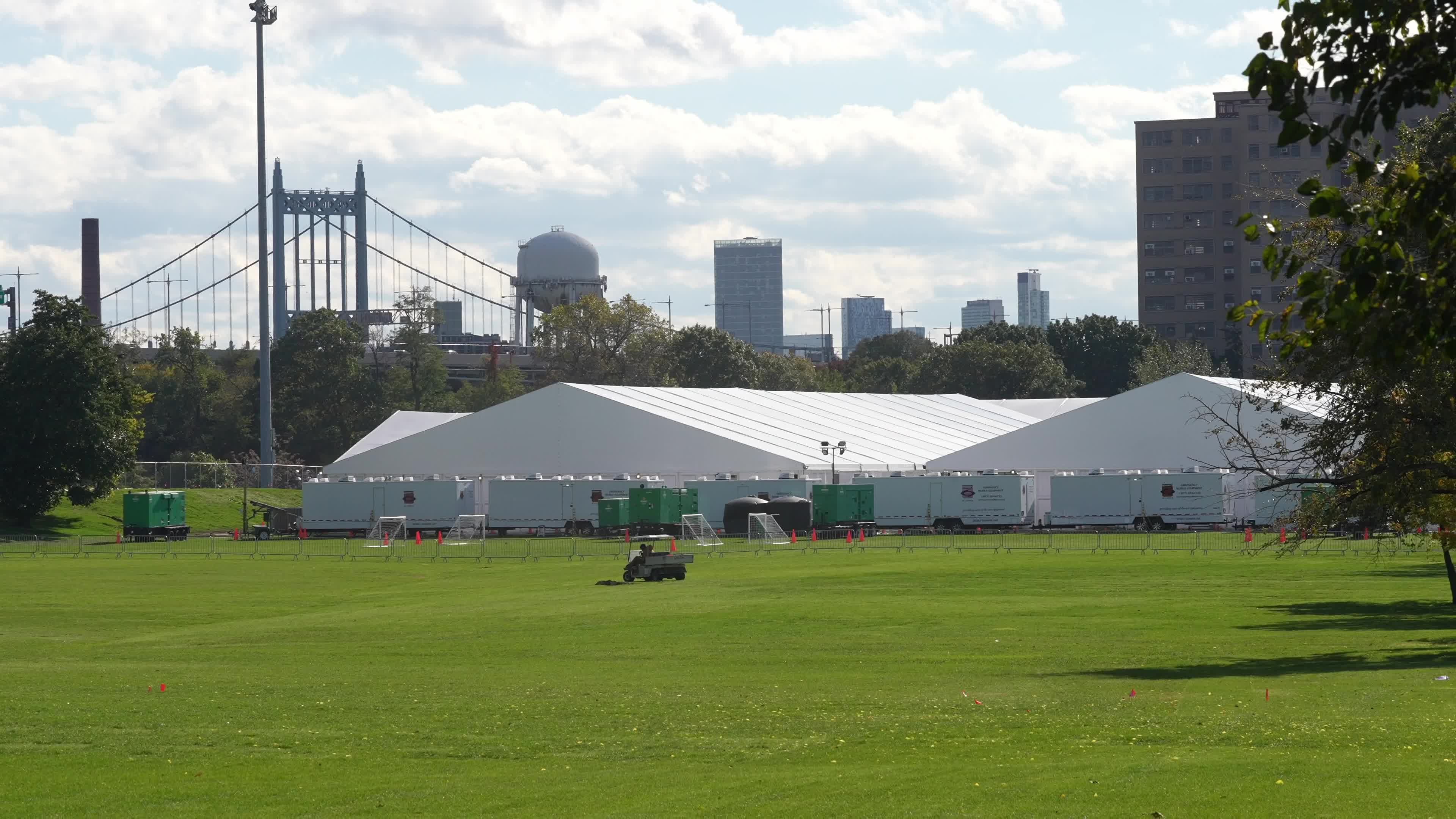 NYC Opens The Randall's Island Humanitarian Emergency Response And Relief Center To House Migrants