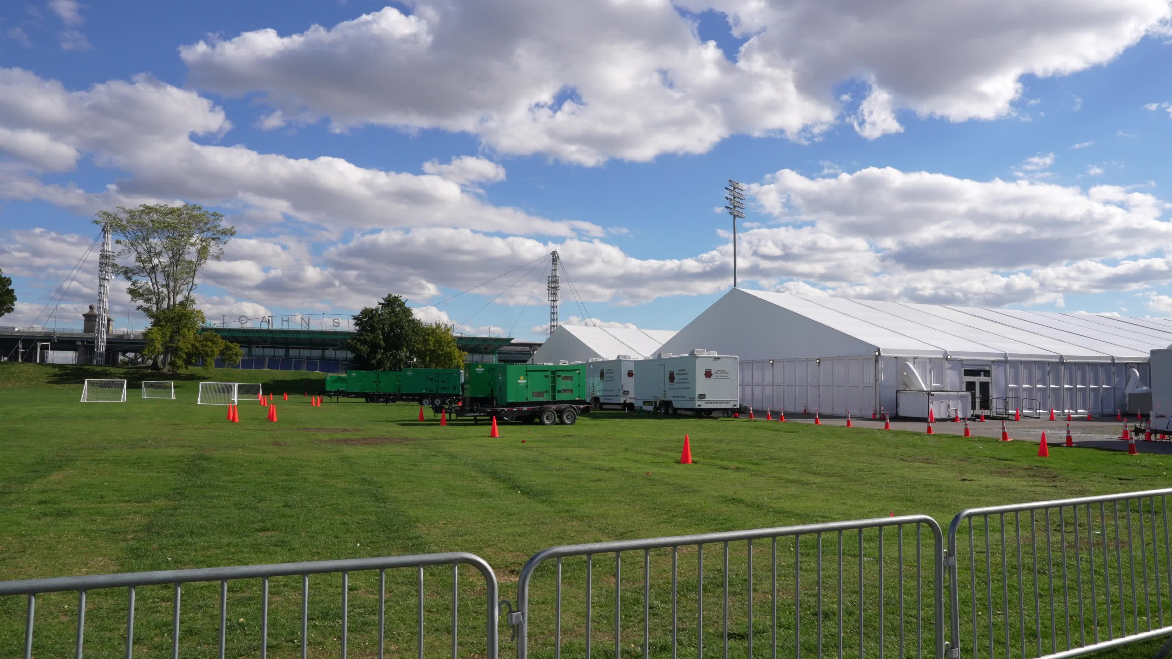 NYC Opens The Randall's Island Humanitarian Emergency Response And Relief Center To House Migrants