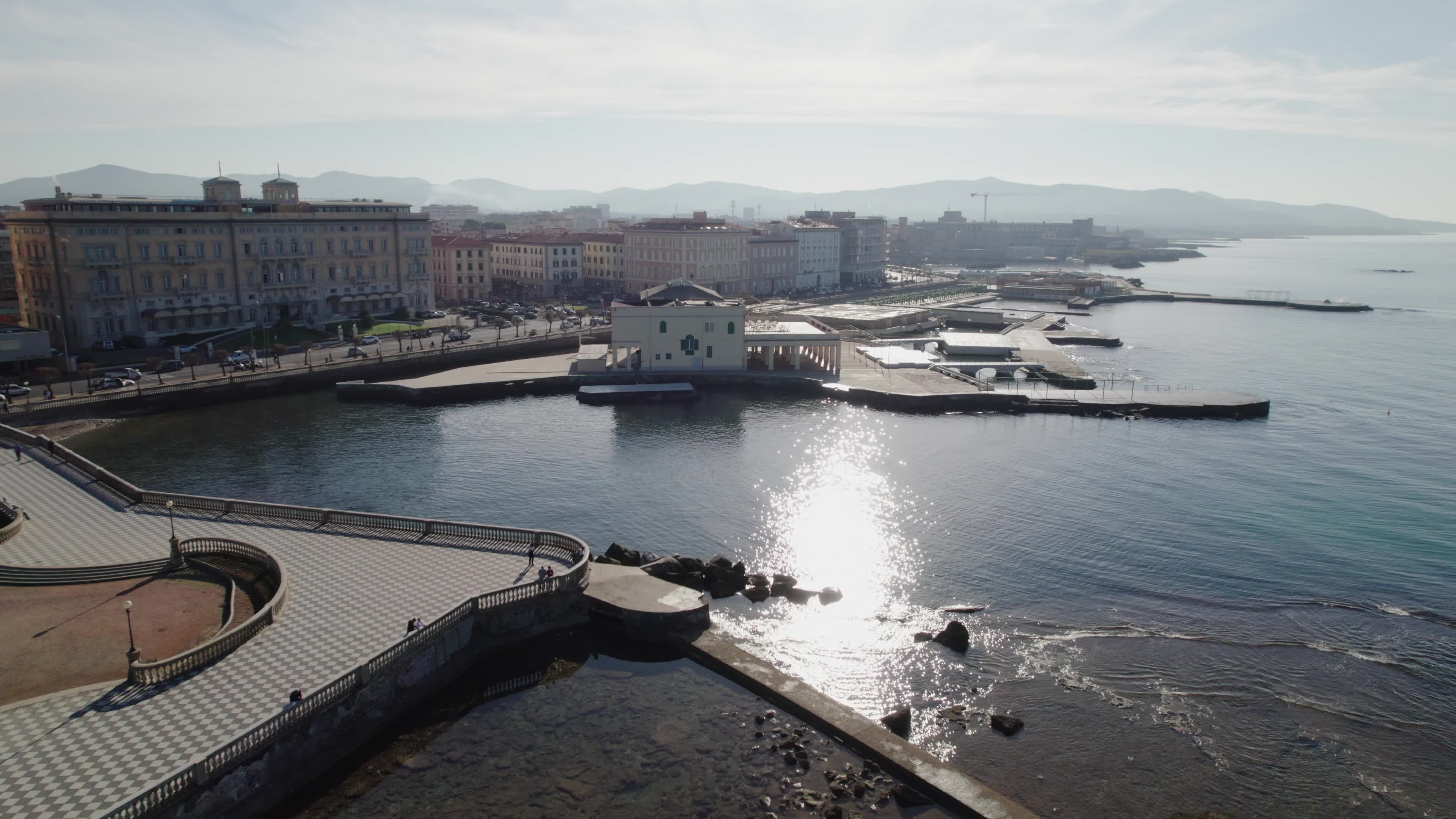 Drone View of Terrazza Mascagni In Livorno, Italy