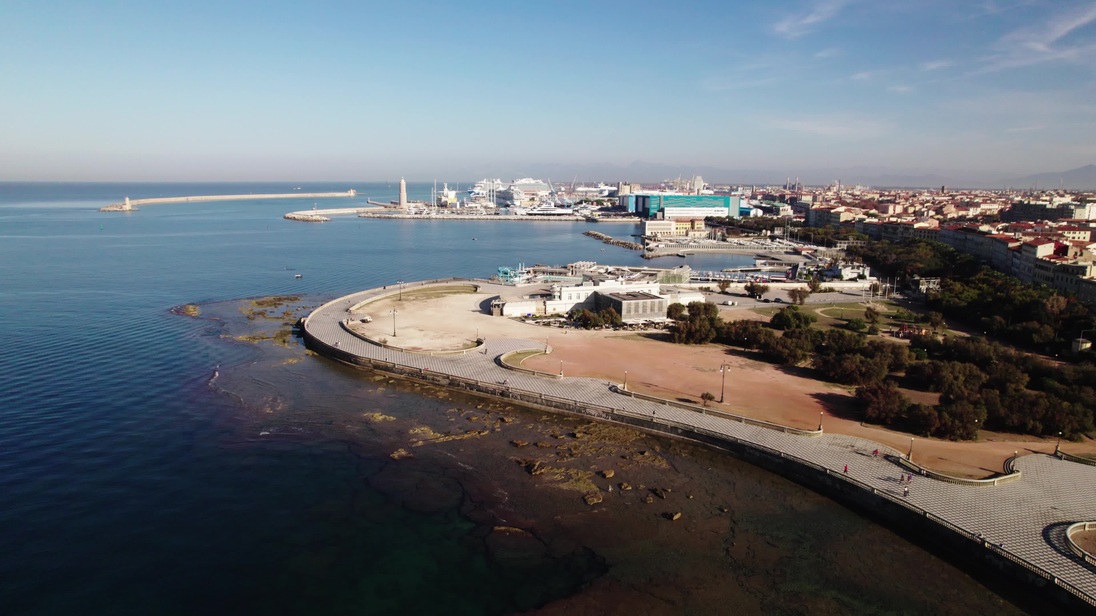 Drone View of Terrazza Mascagni In Livorno, Italy