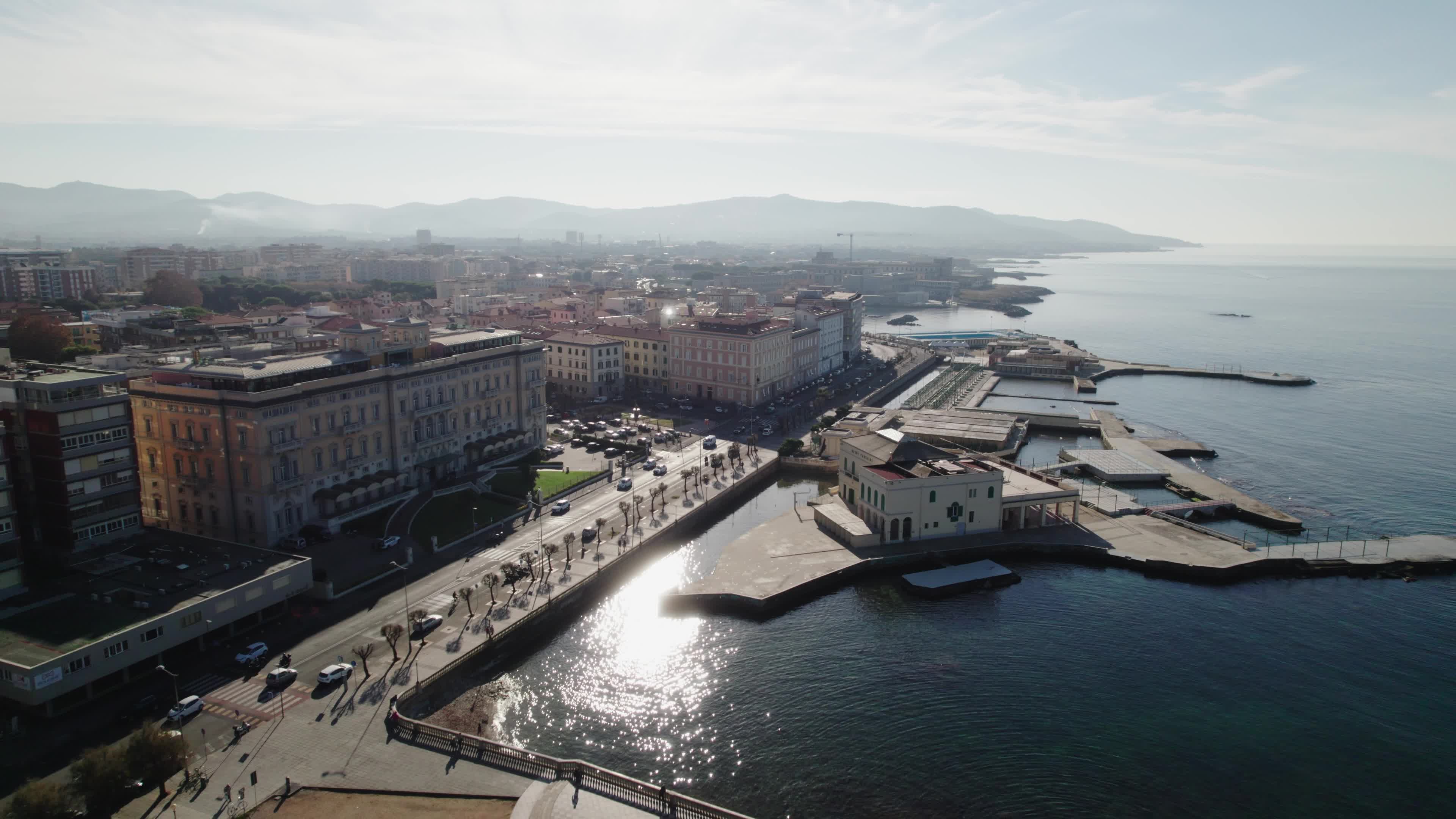 Drone View of Terrazza Mascagni In Livorno, Italy