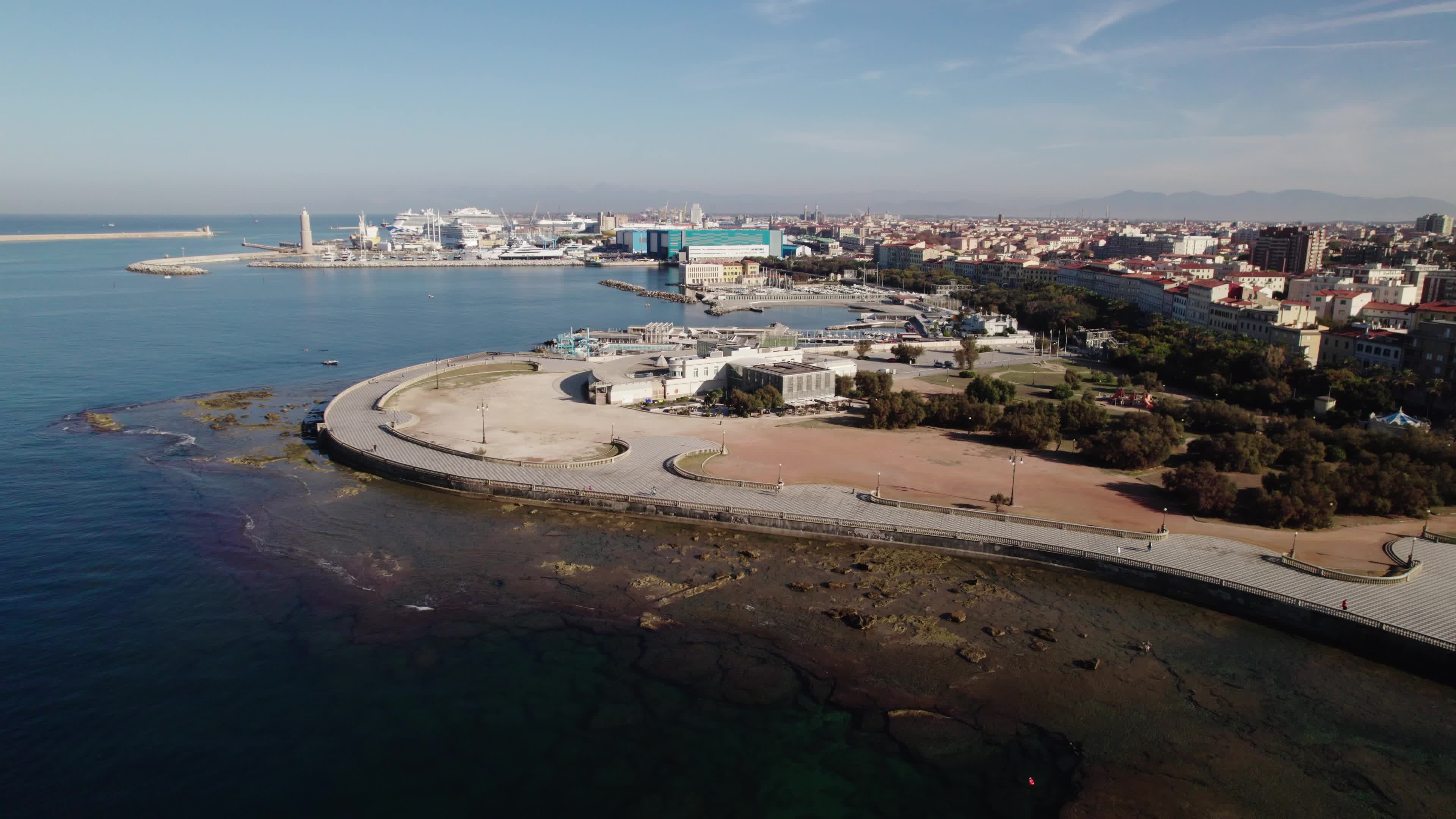 Drone View of Terrazza Mascagni In Livorno, Italy