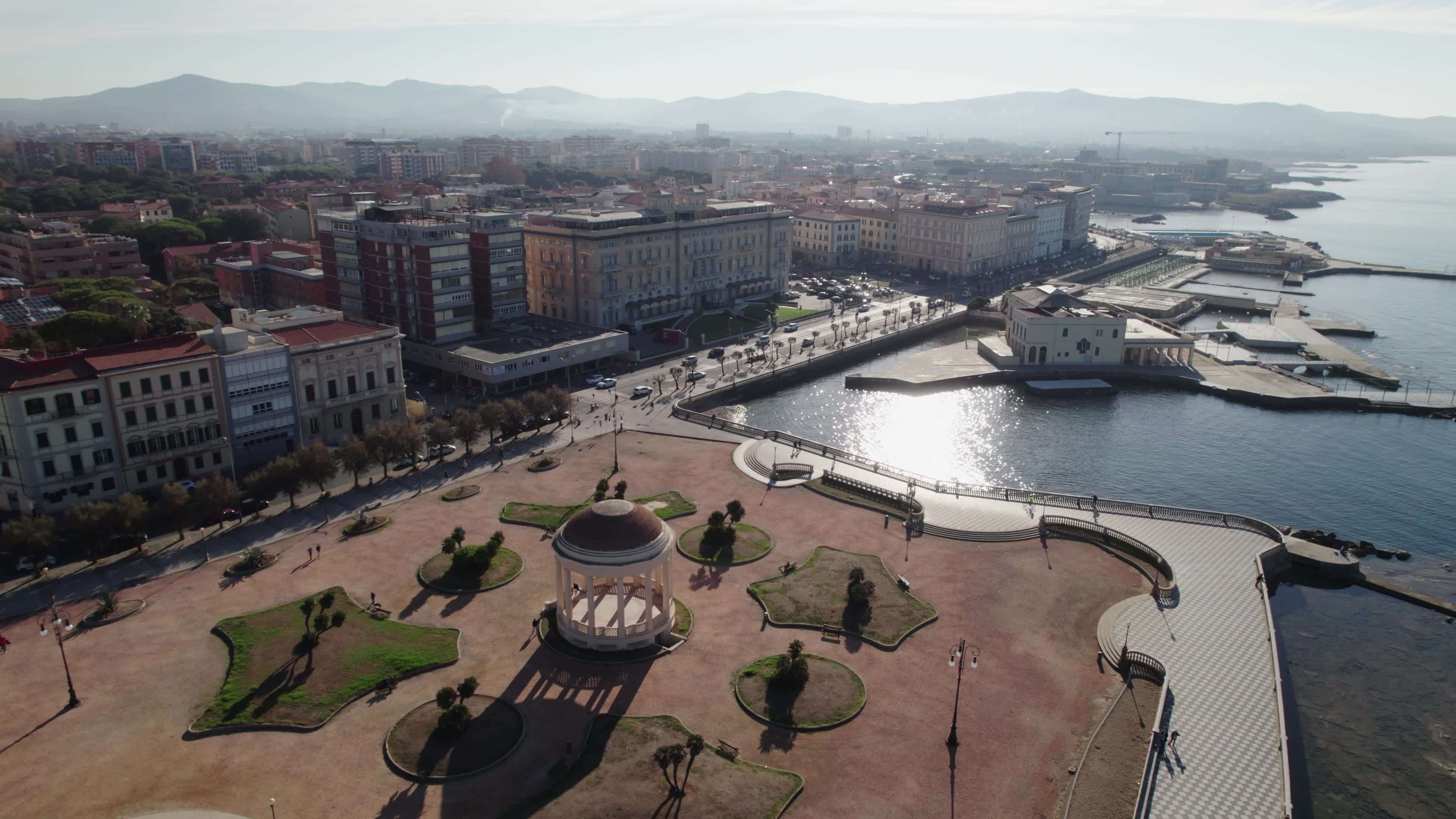 Drone View of Terrazza Mascagni In Livorno, Italy