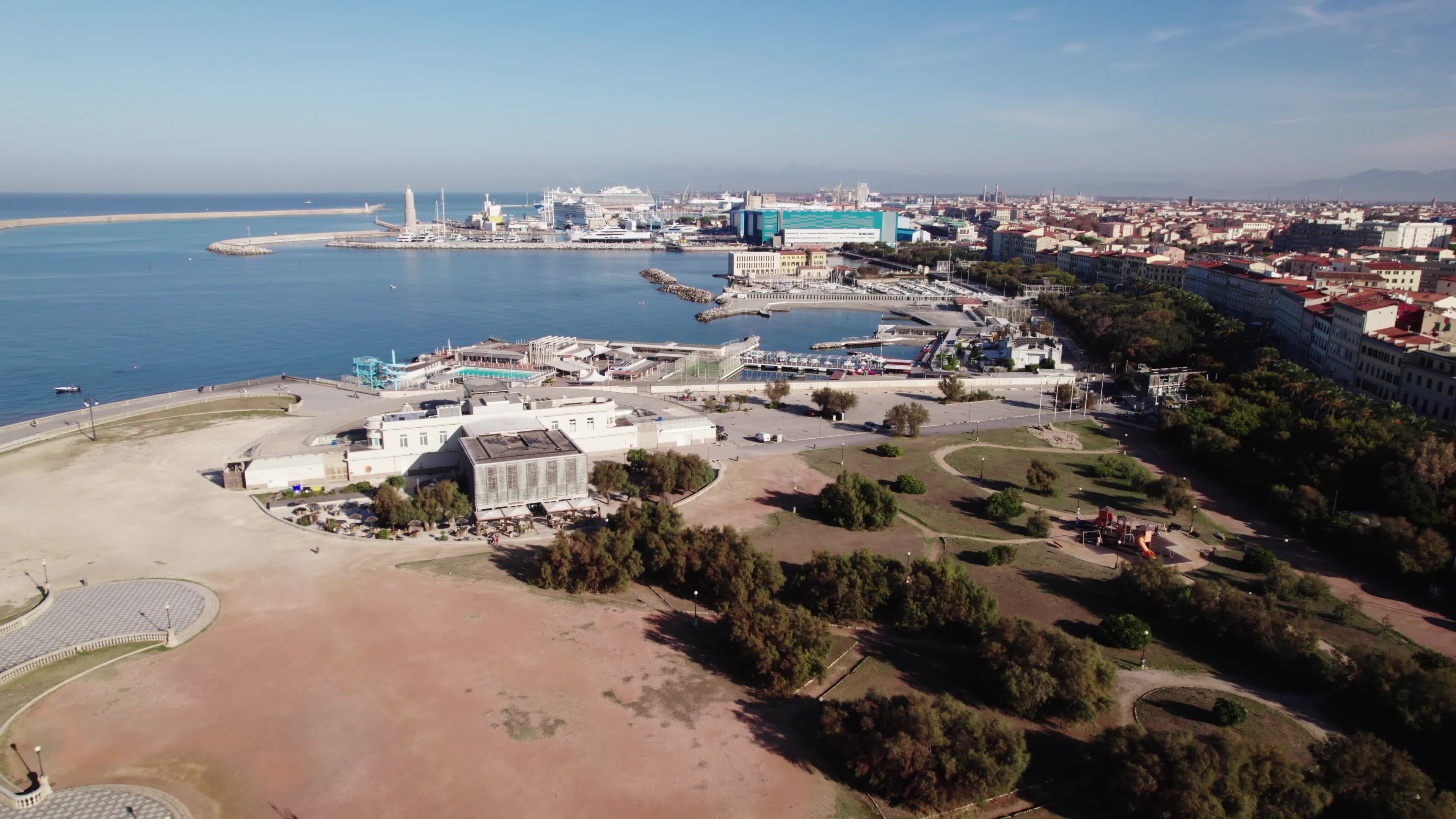 Drone View of Terrazza Mascagni In Livorno, Italy