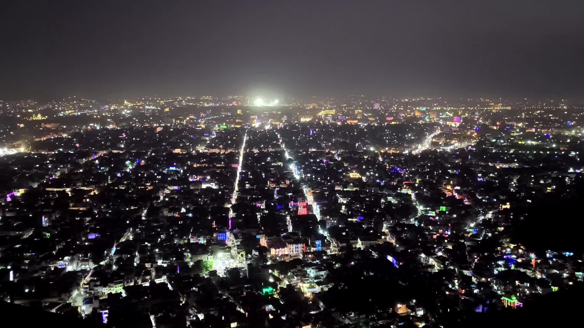 Illuminated View Of Jaipur City During The Diwali Festival